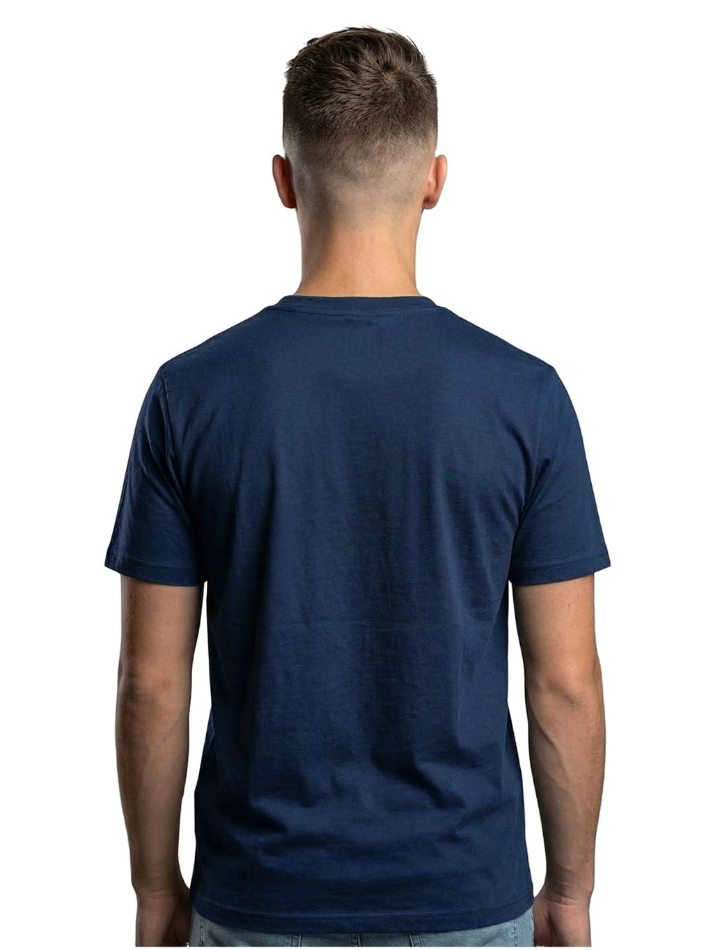 Navy round neck half sleeves printed T-shirt