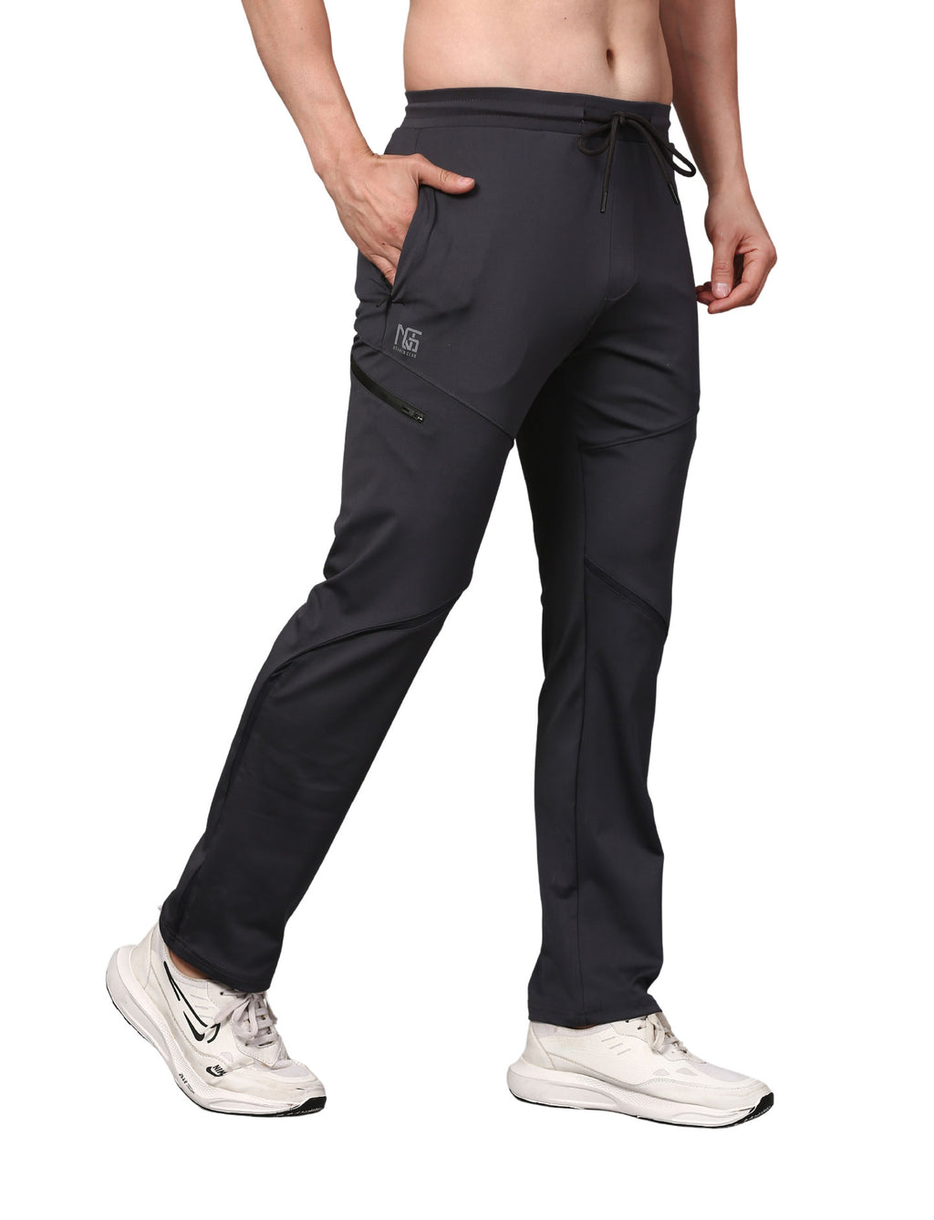 Men's Track Pants Sport Side Zipper for Gen Z with Outdoor Activewear Dark Grey