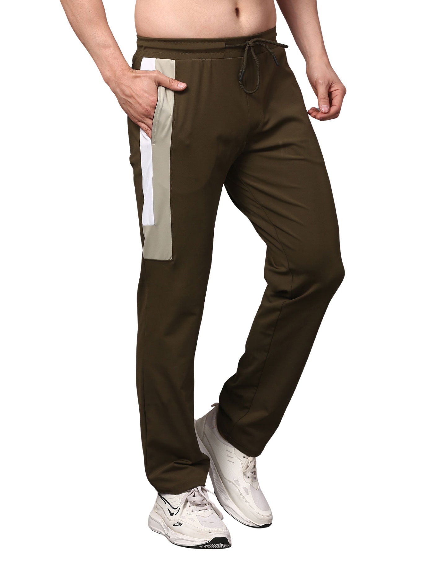 Men's Track Pants Smart Fit Joggers with Side 2 with Back 1 Pockets Active Olive