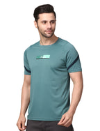 Men's  Rapid Dry Athletic T-Shirt with Raglan Sleeves & Chest Print AQUA GREEN
