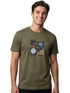 Olive round neck printed T-shirt