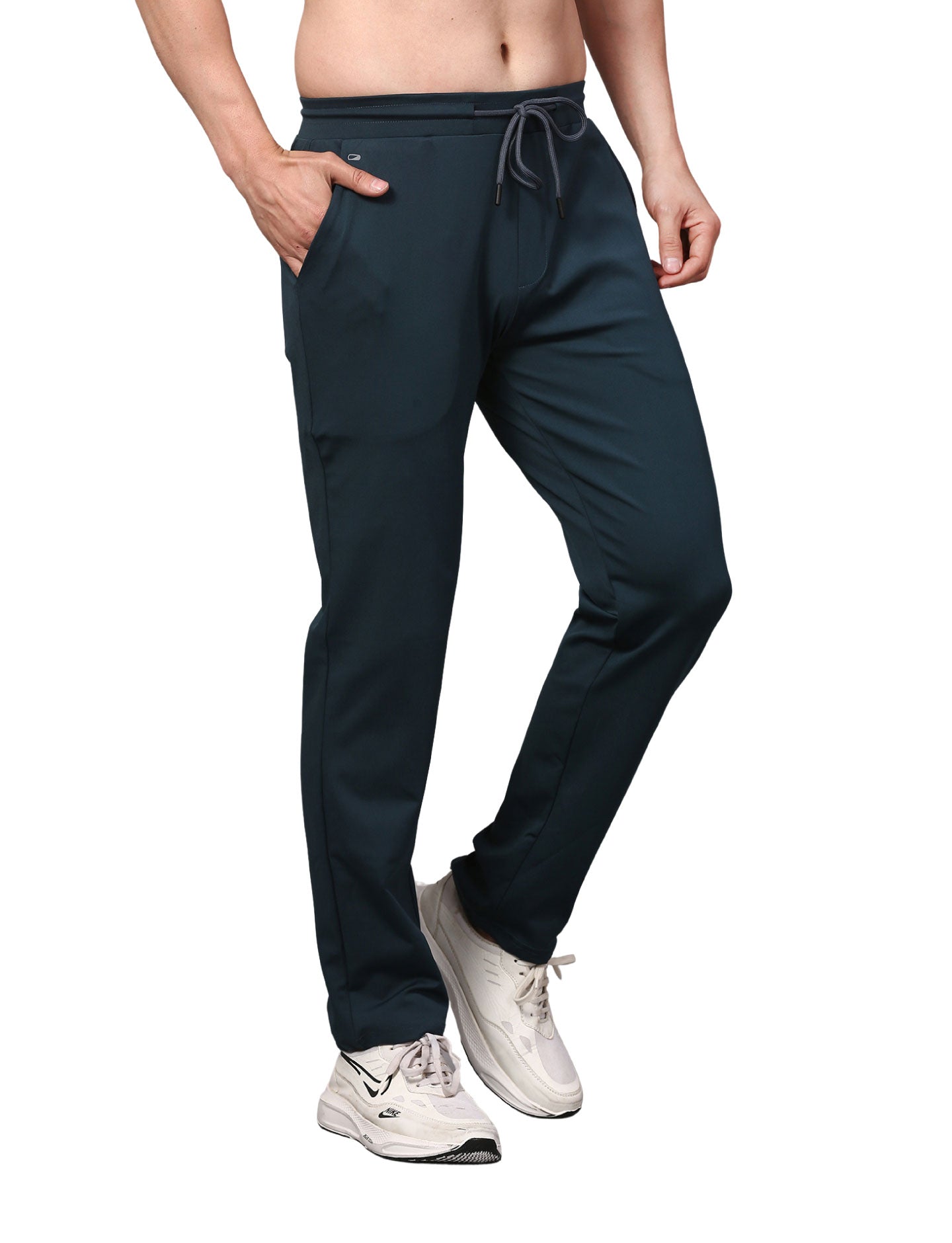Men's Track Pants Slim Fit Joggers for Gen Z with Zipper Pocket Drawsting Teal