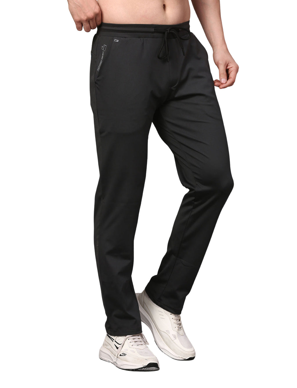 Men's Track Pants Slim Fit Joggers for Gen Z with Zipper Pocket Drawsting Charcoal