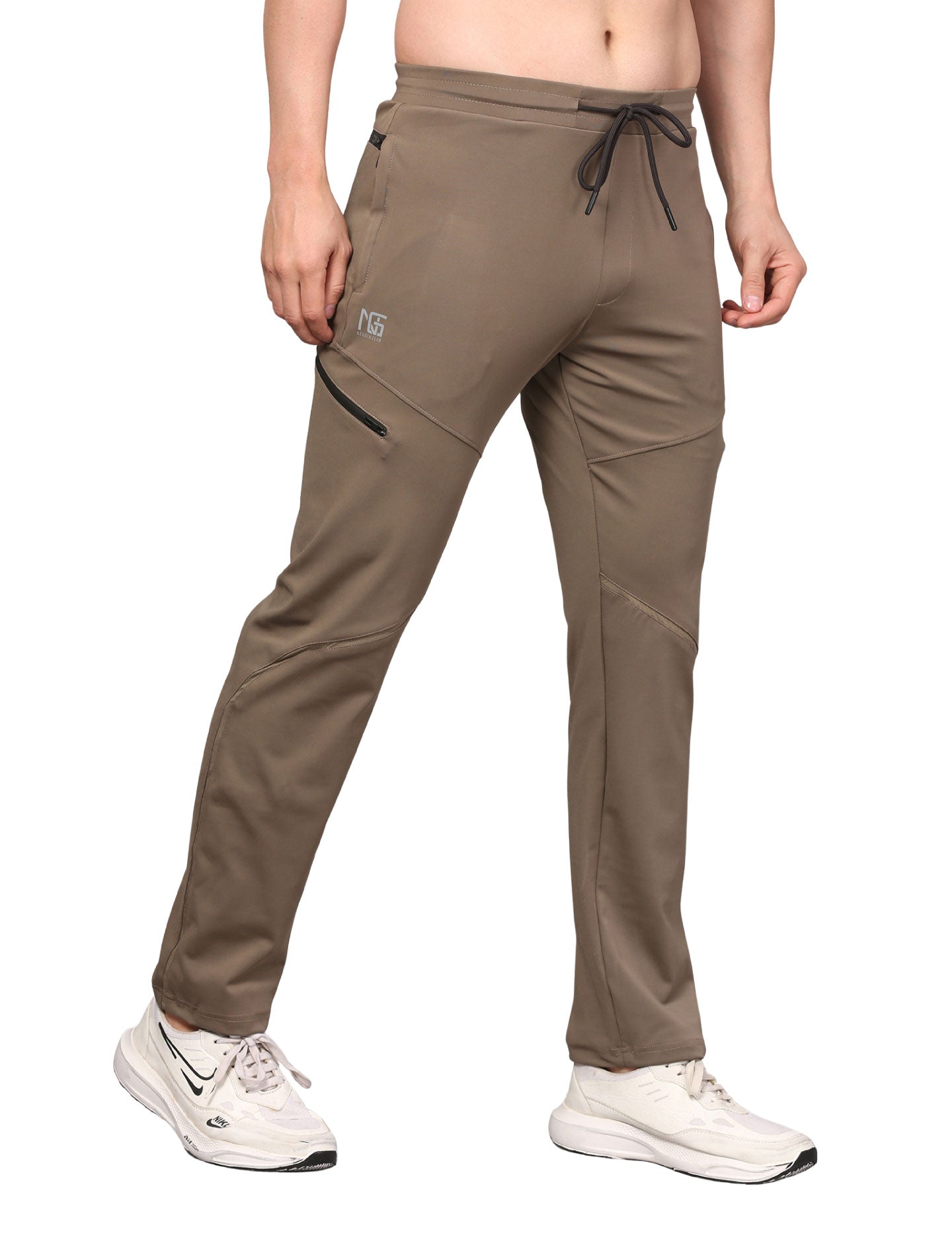 Men's Track Pants Sport Side Zipper for Gen Z with Outdoor Activewear Khaki