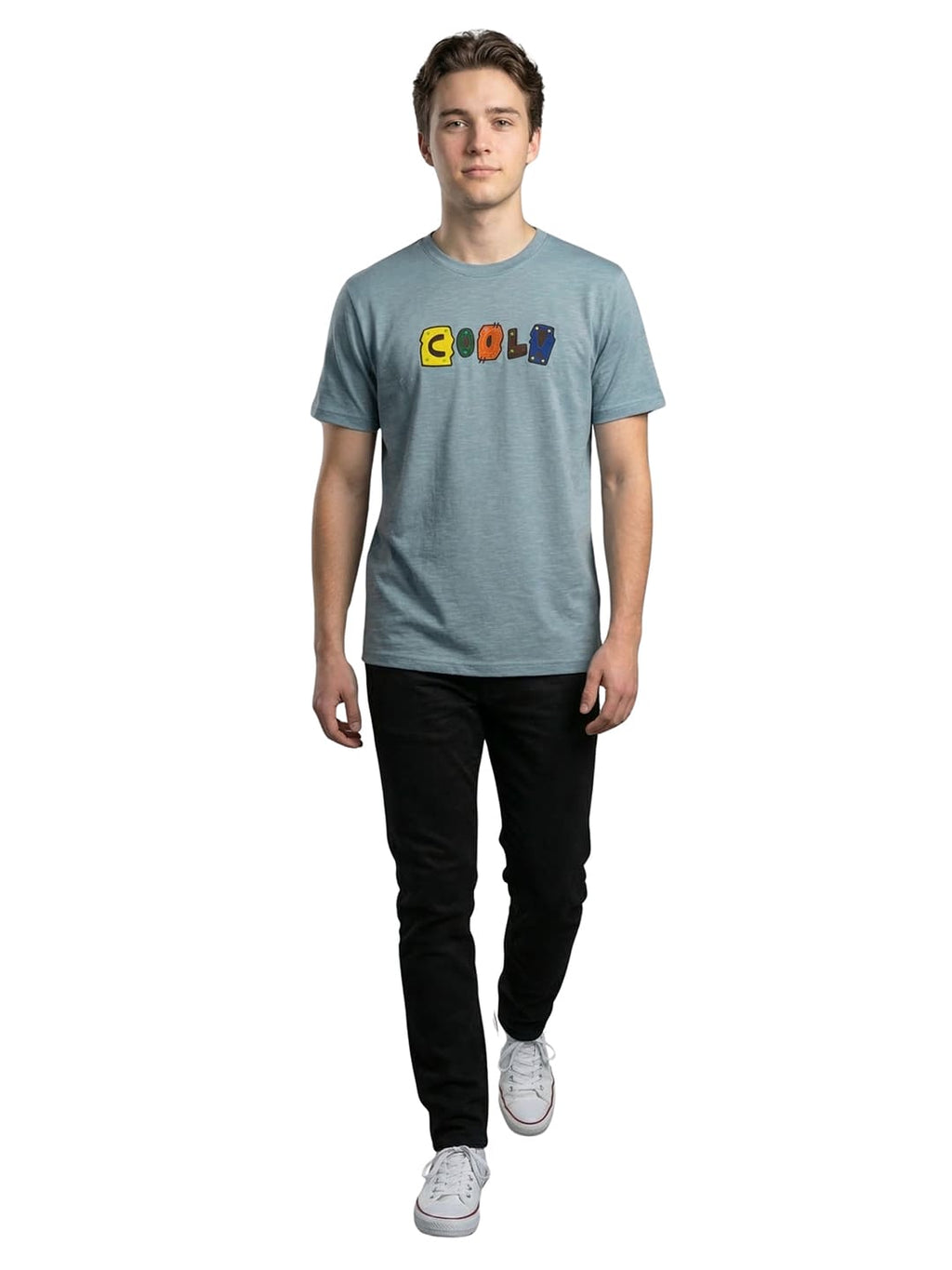 Blue round neck half sleeves T-shirt