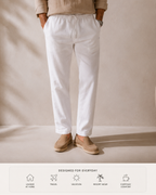 Linen Look Straight Fit Pants white