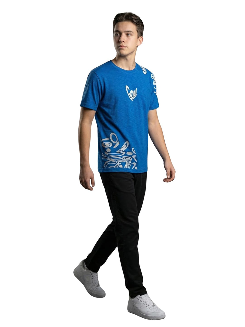 Blue round neck half sleeves casual wear T-shirt