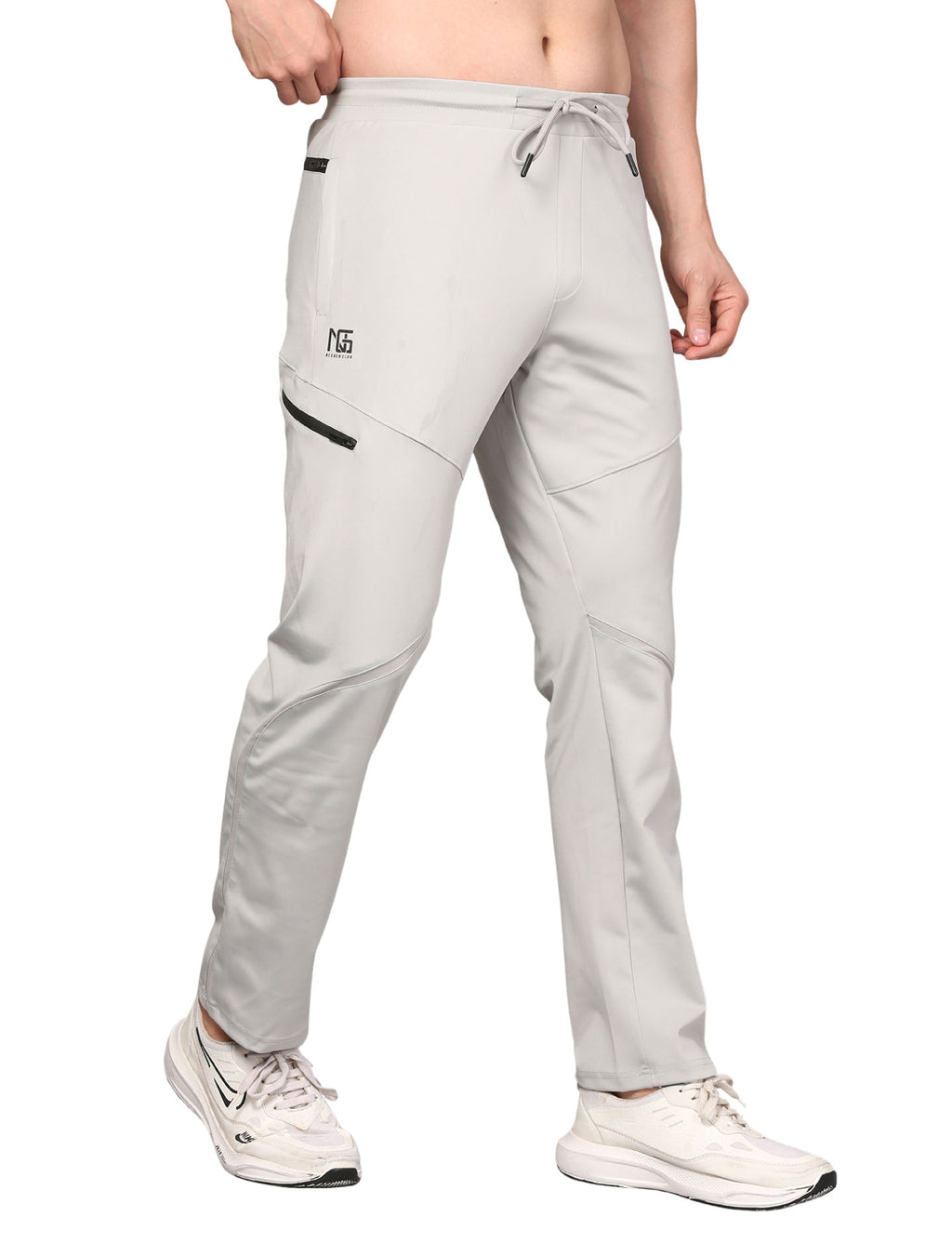 Men's Track Pants Sport Side Zipper for Gen Z with Outdoor Activewear Light Grey