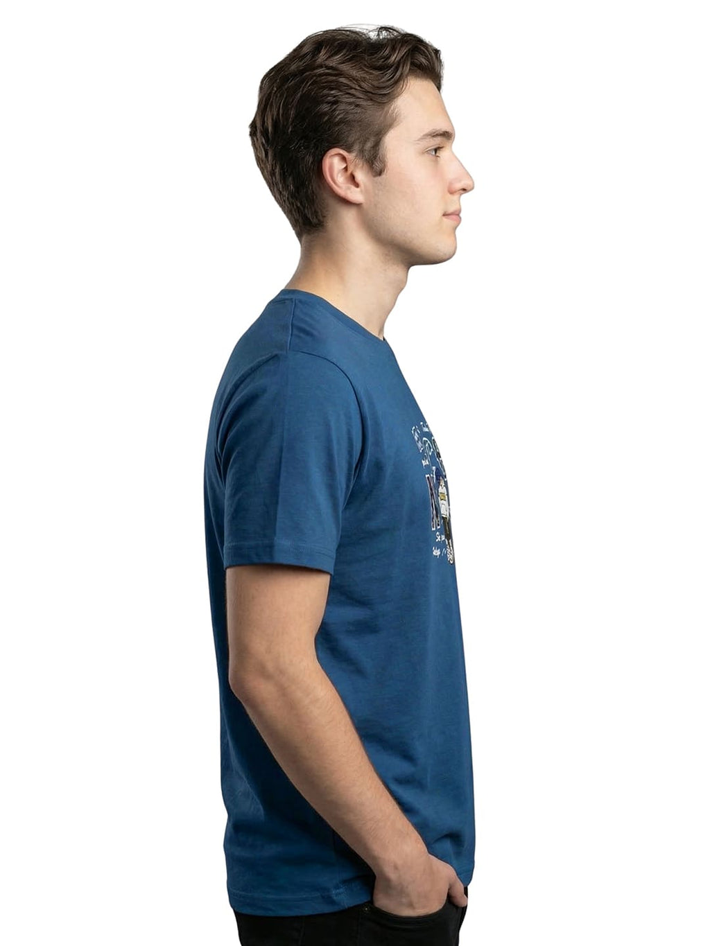 Indigo round neck half sleeves printed T-shirt