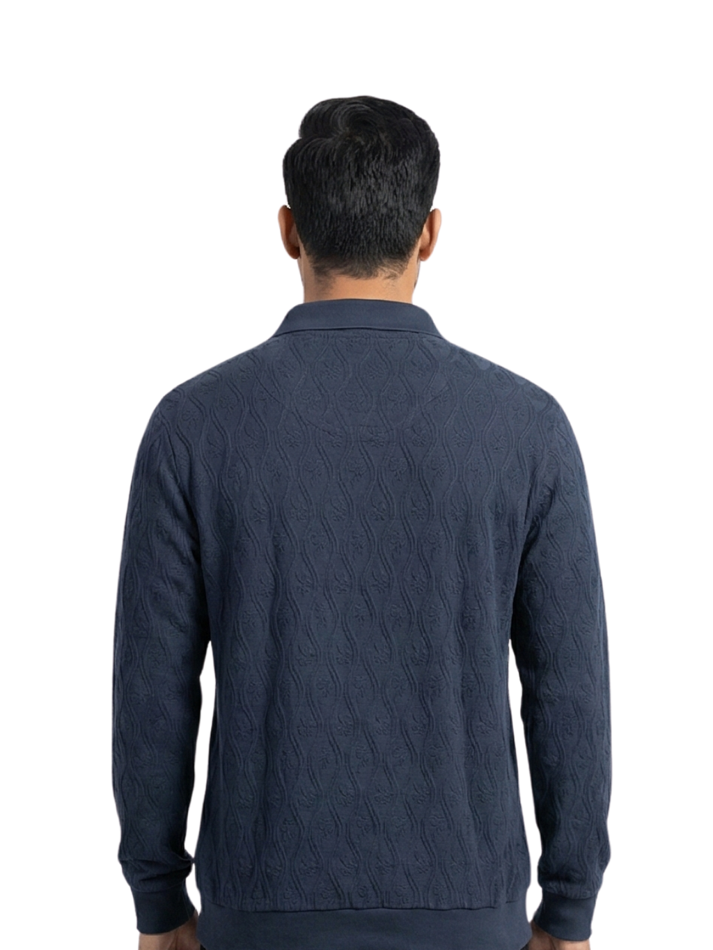 Texture Quater Zip Polo : Heritage Blue