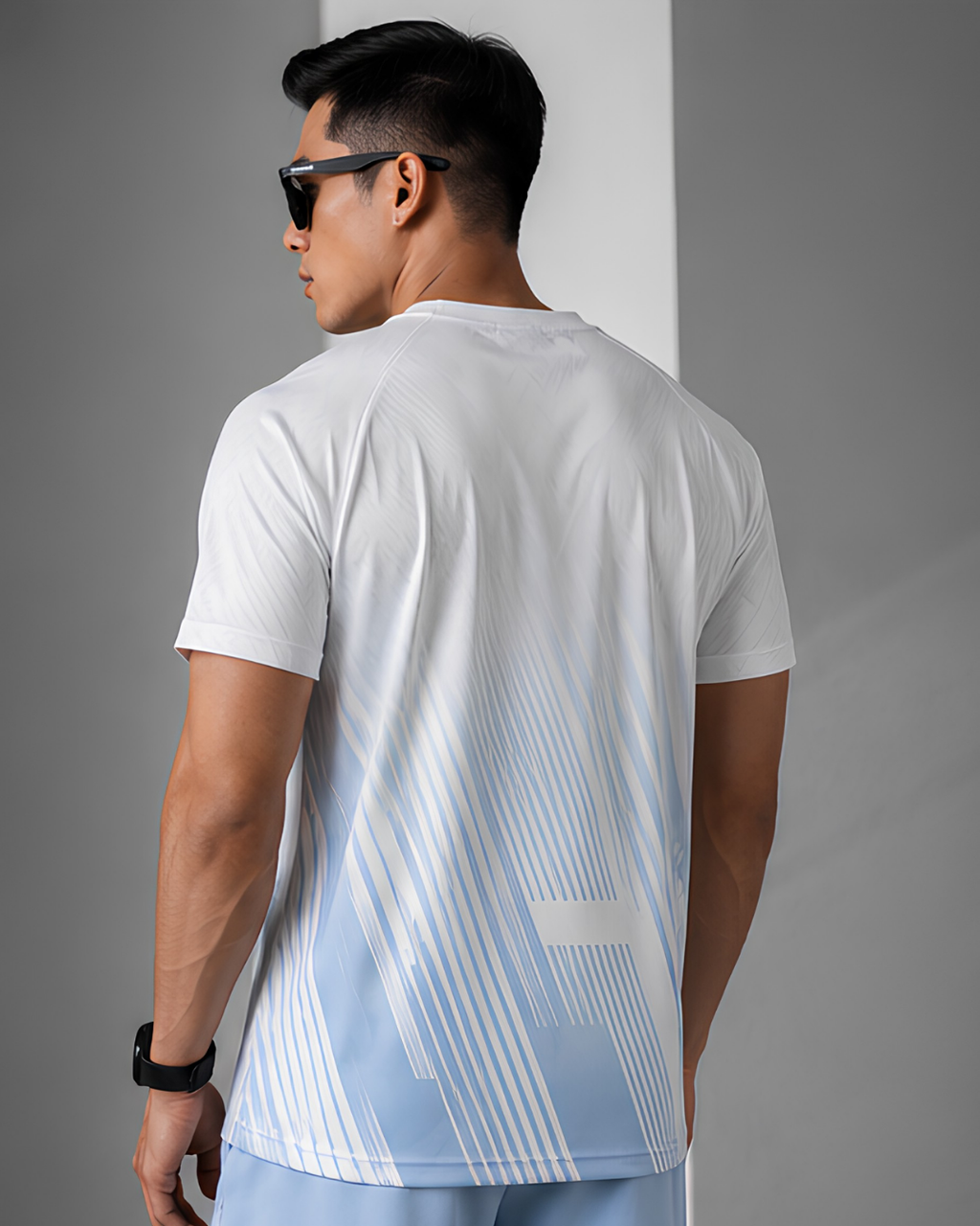 Men's Sports Co-ord Set – WorkOut Strong | White & Sky Blue