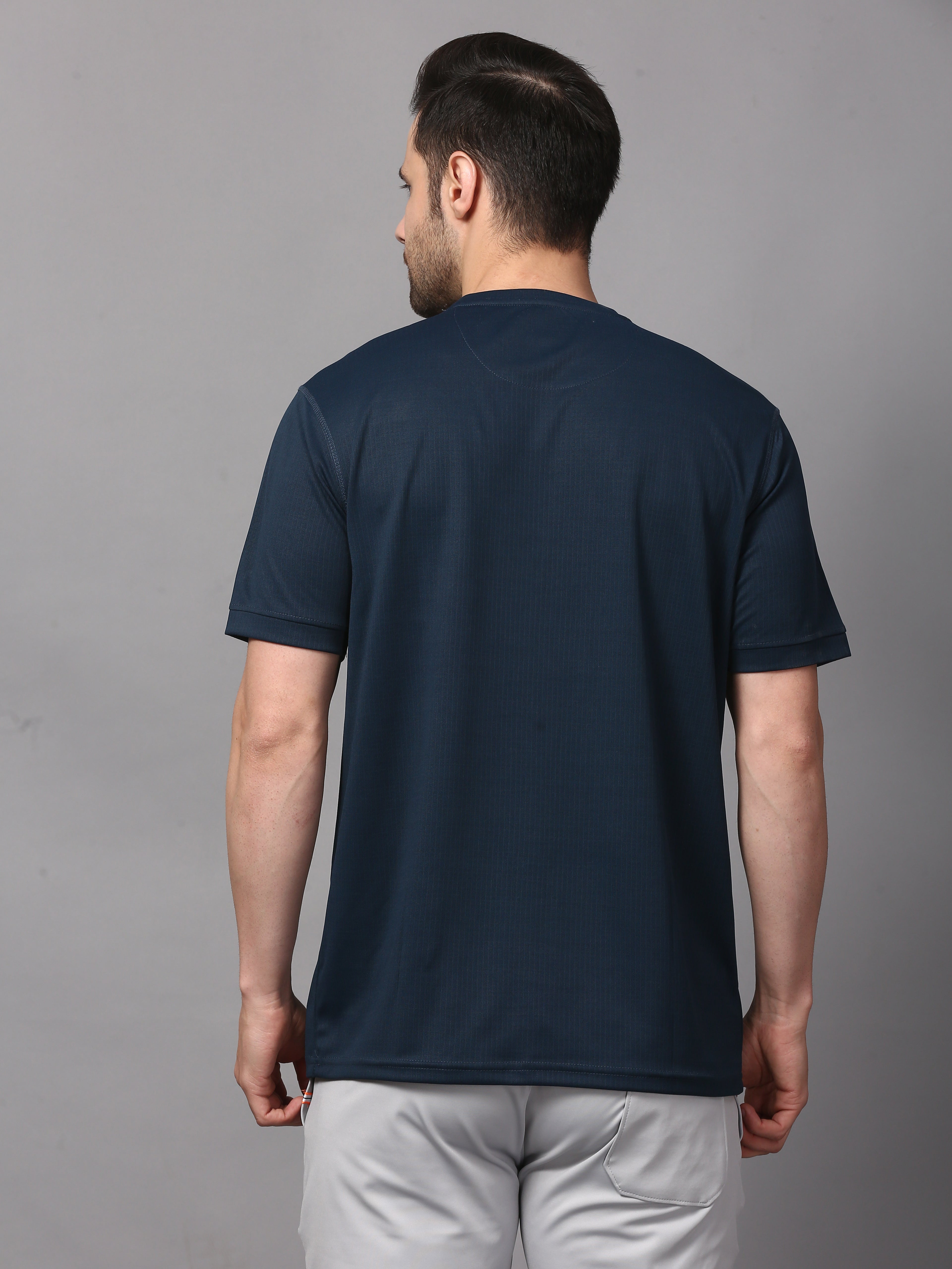 Men’s Graphic Print on Chest Matrix Sports T-Shirt Activewear (Navy)