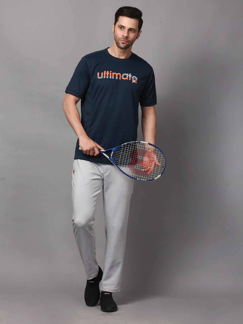 Men’s Graphic Print on Chest Matrix Sports T-Shirt Activewear (Navy)