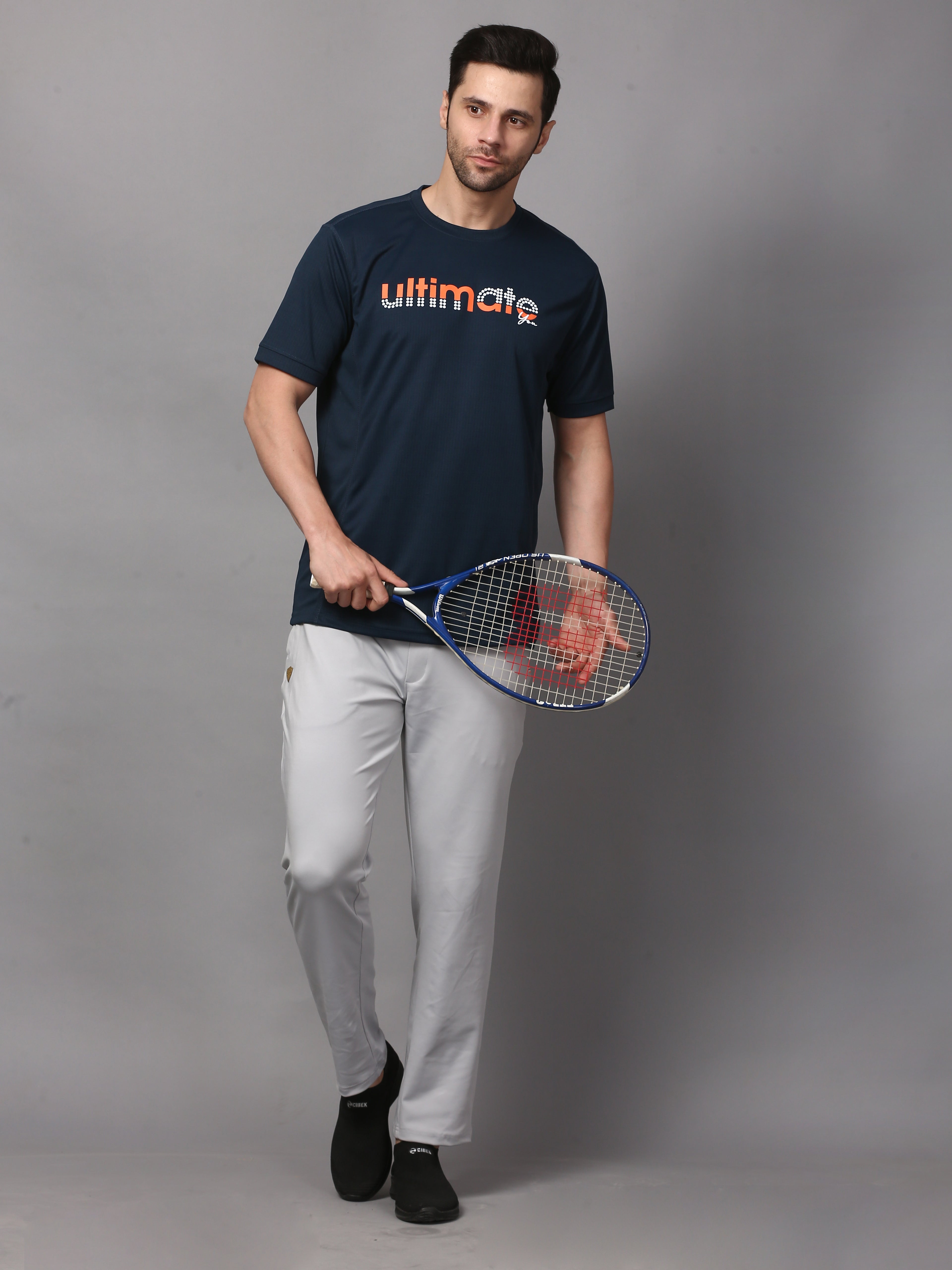 Men’s Graphic Print on Chest Matrix Sports T-Shirt Activewear (Navy)