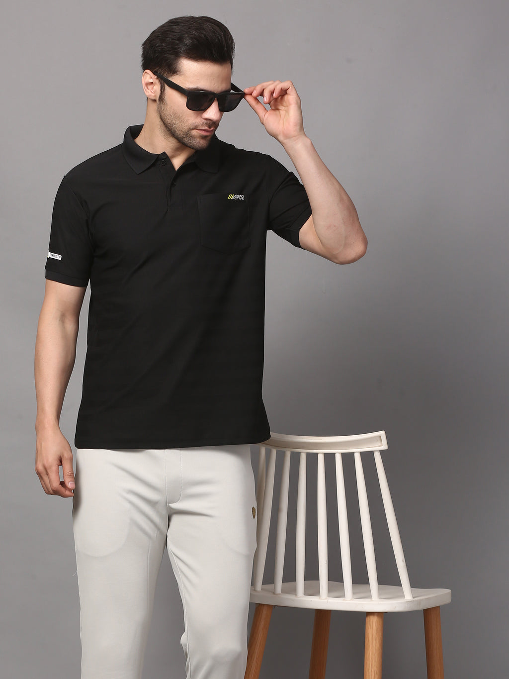 Men's Plain Polo T-Shirt with Pocket Black
