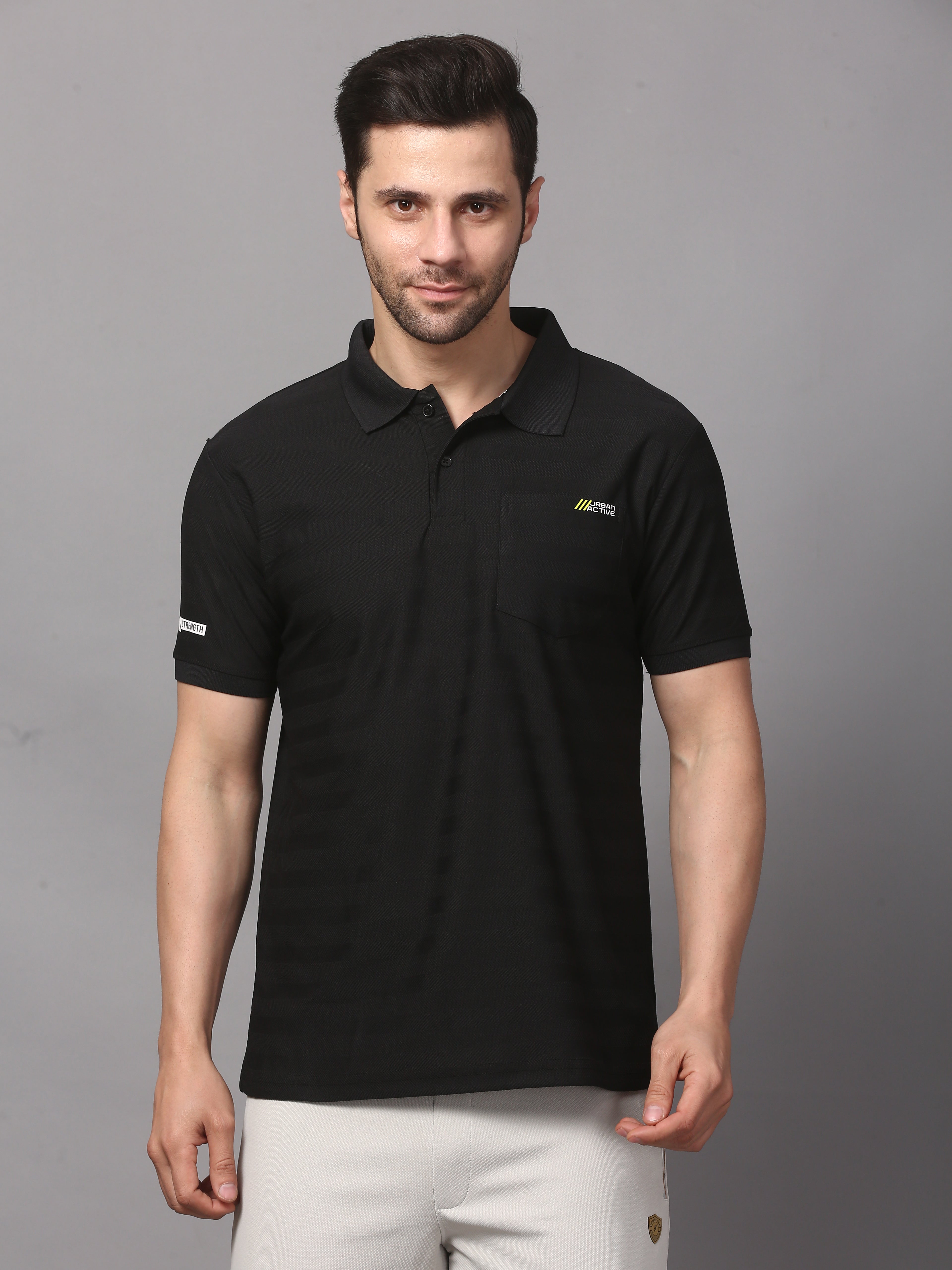 Men's Plain Polo T-Shirt with Pocket Black