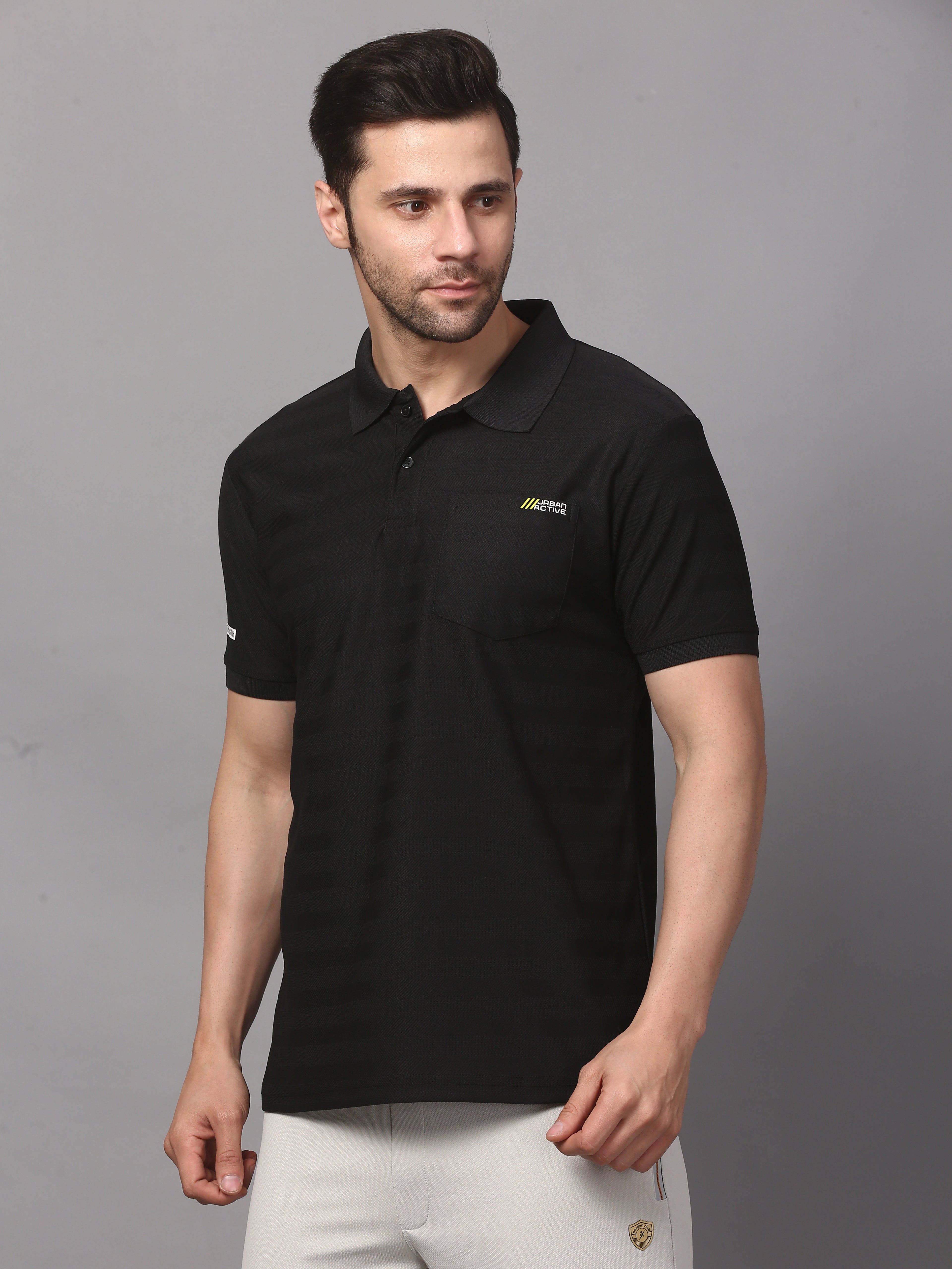 Men's Plain Polo T-Shirt with Pocket Black