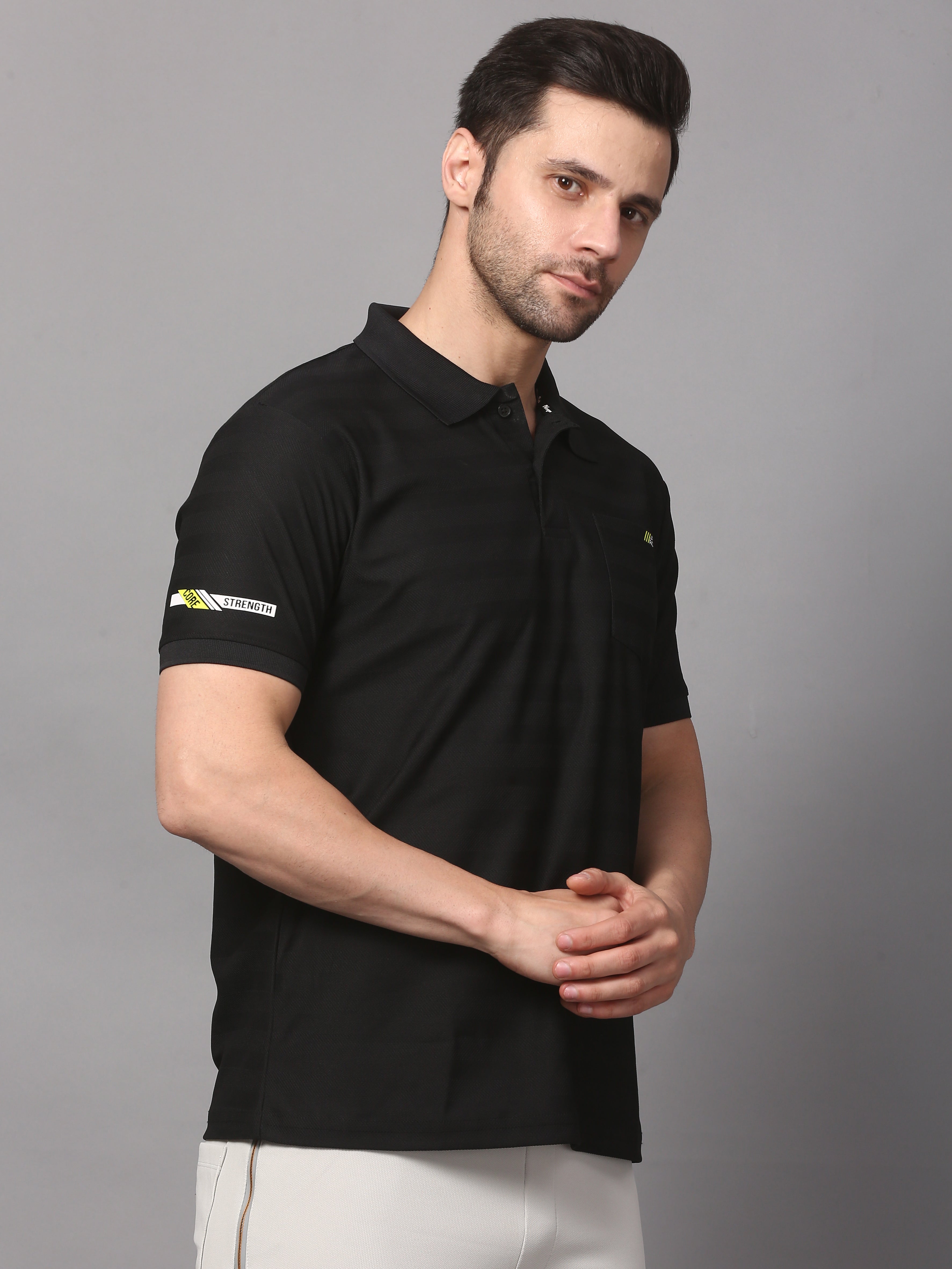 Men's Plain Polo T-Shirt with Pocket Black