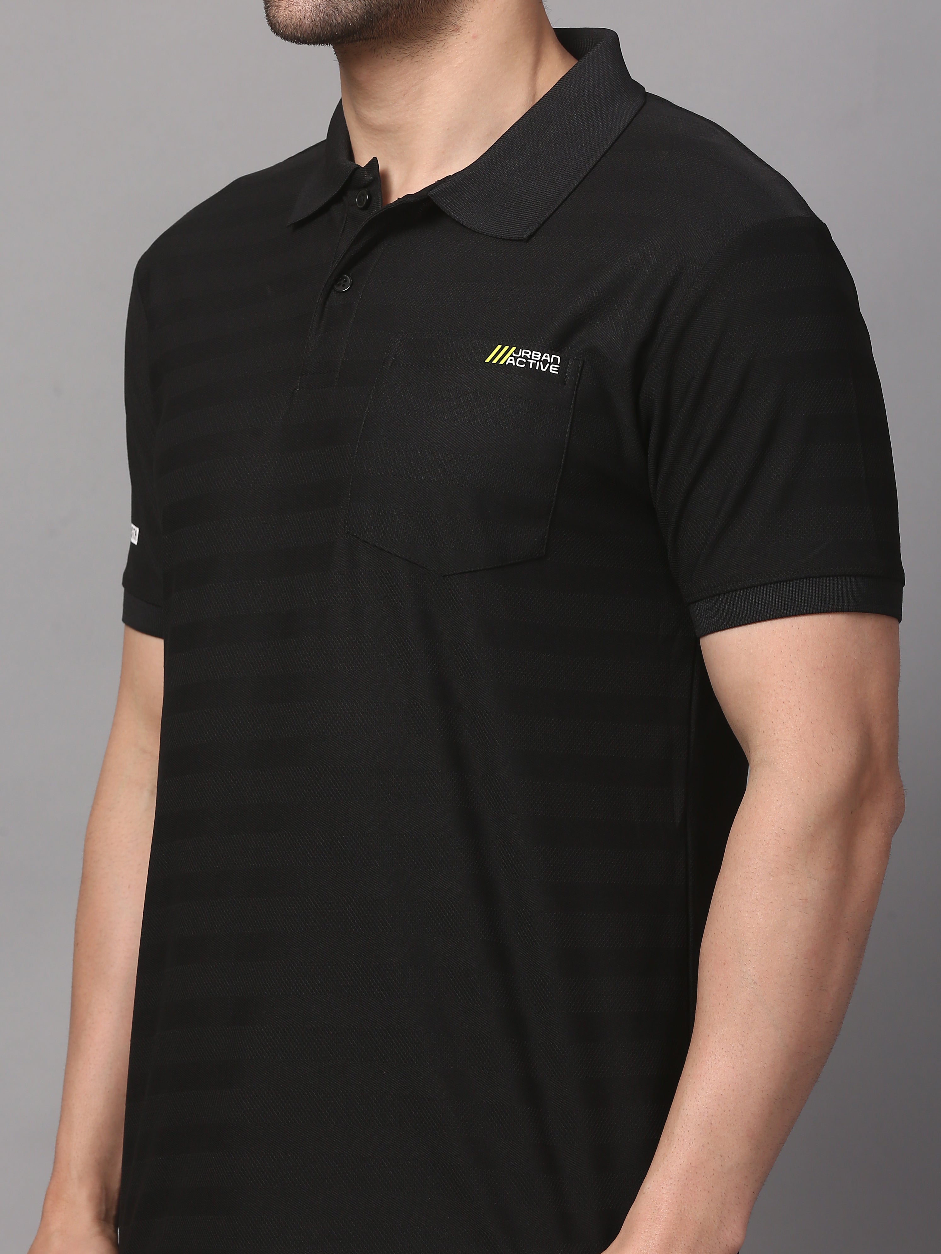 Men's Plain Polo T-Shirt with Pocket Black