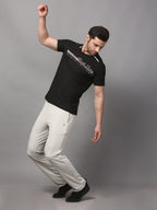 Men’s T-Shirt Round Neck Pullover Sports Performance Tee (Black)