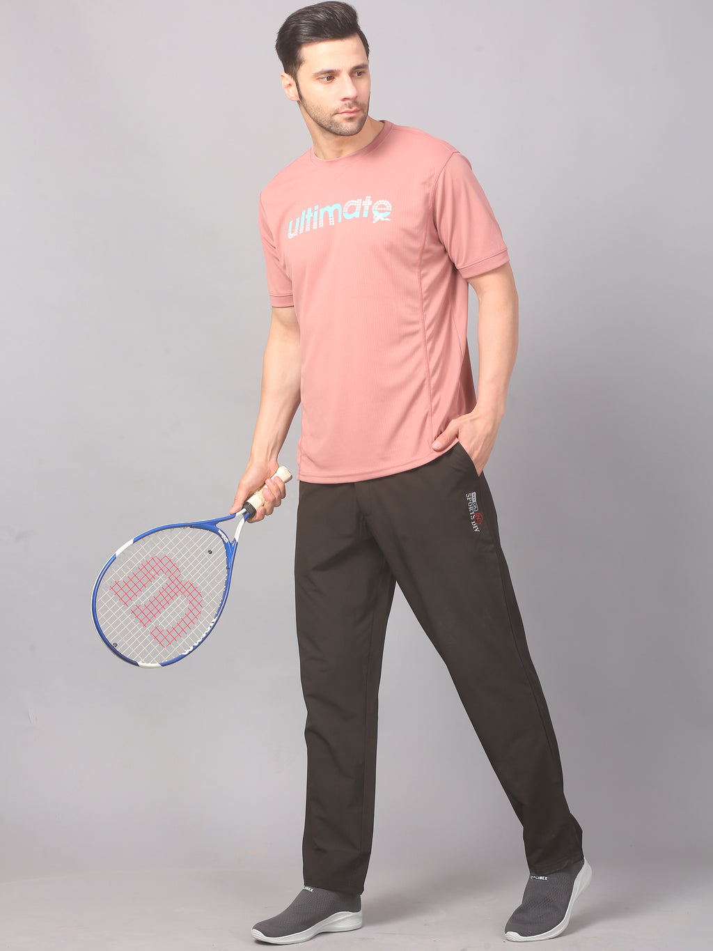 Men’s Graphic Print on Chest Matrix Sports T-Shirt Activewear (Pink)