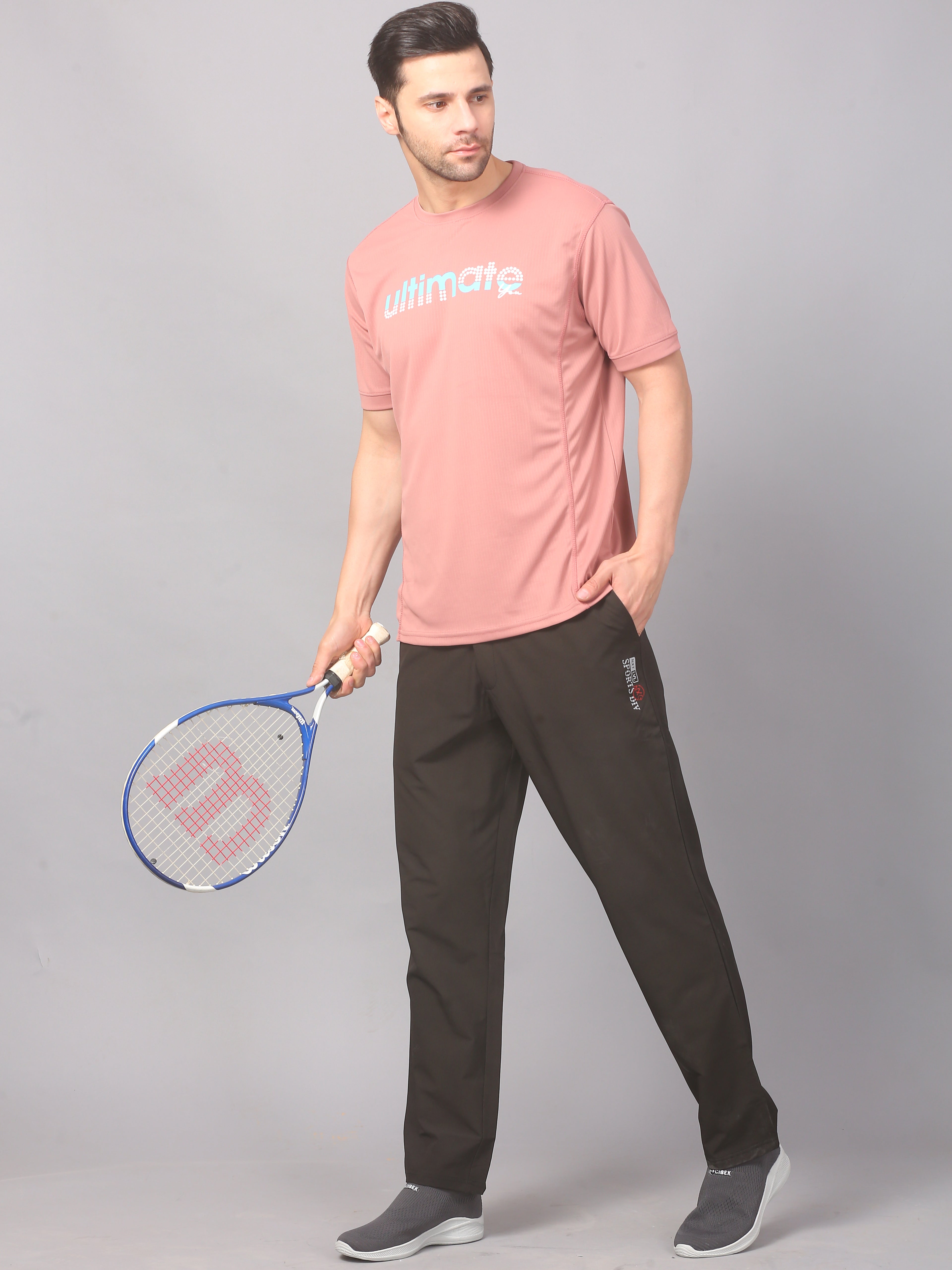 Men’s Graphic Print on Chest Matrix Sports T-Shirt Activewear (Pink)