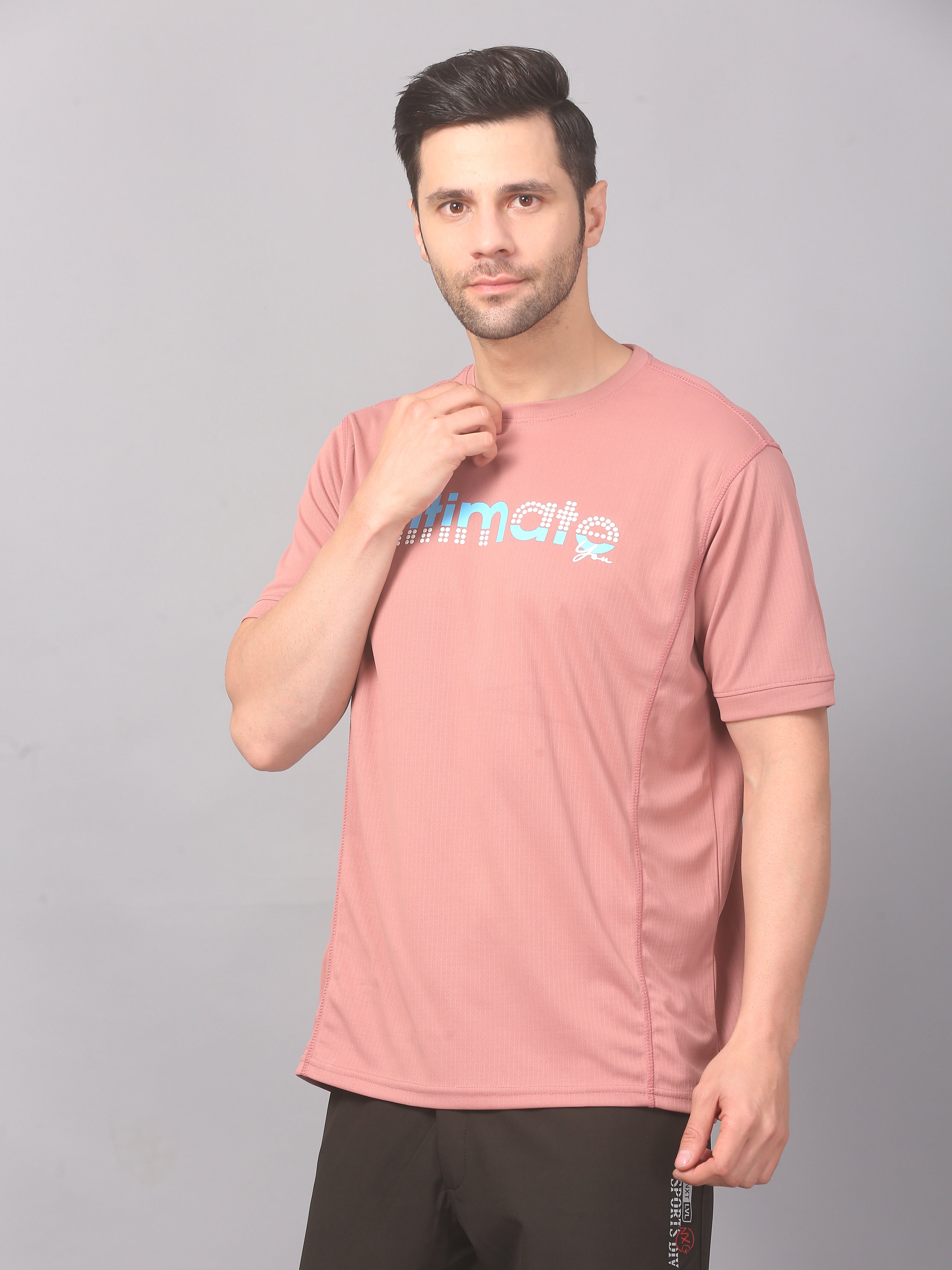 Men’s Graphic Print on Chest Matrix Sports T-Shirt Activewear (Pink)
