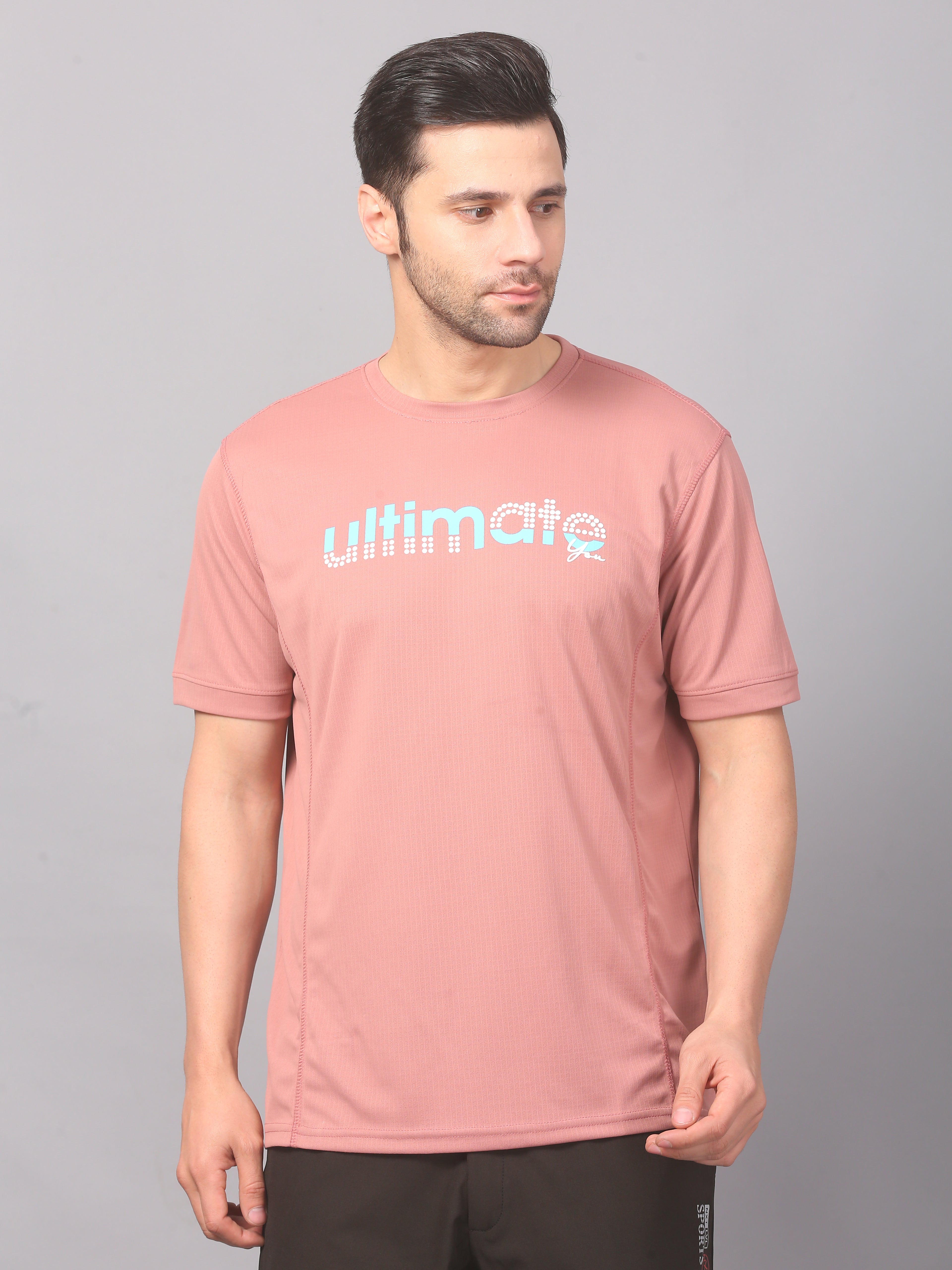 Men’s Graphic Print on Chest Matrix Sports T-Shirt Activewear (Pink)