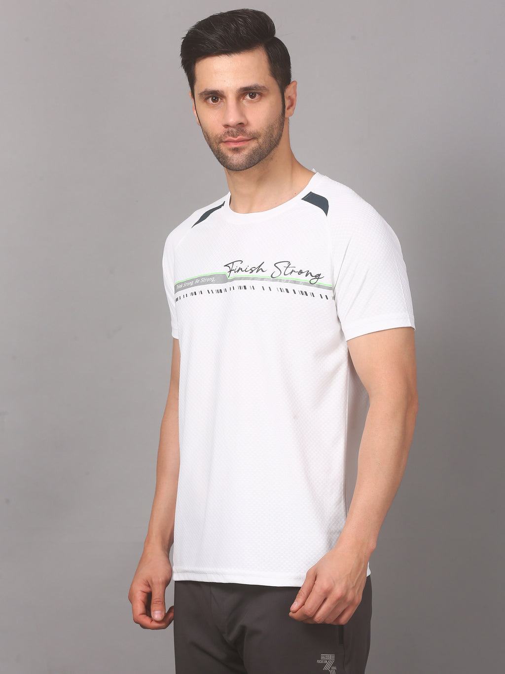 Men’s T-Shirt Round Neck Pullover Sports Performance Tee (White)