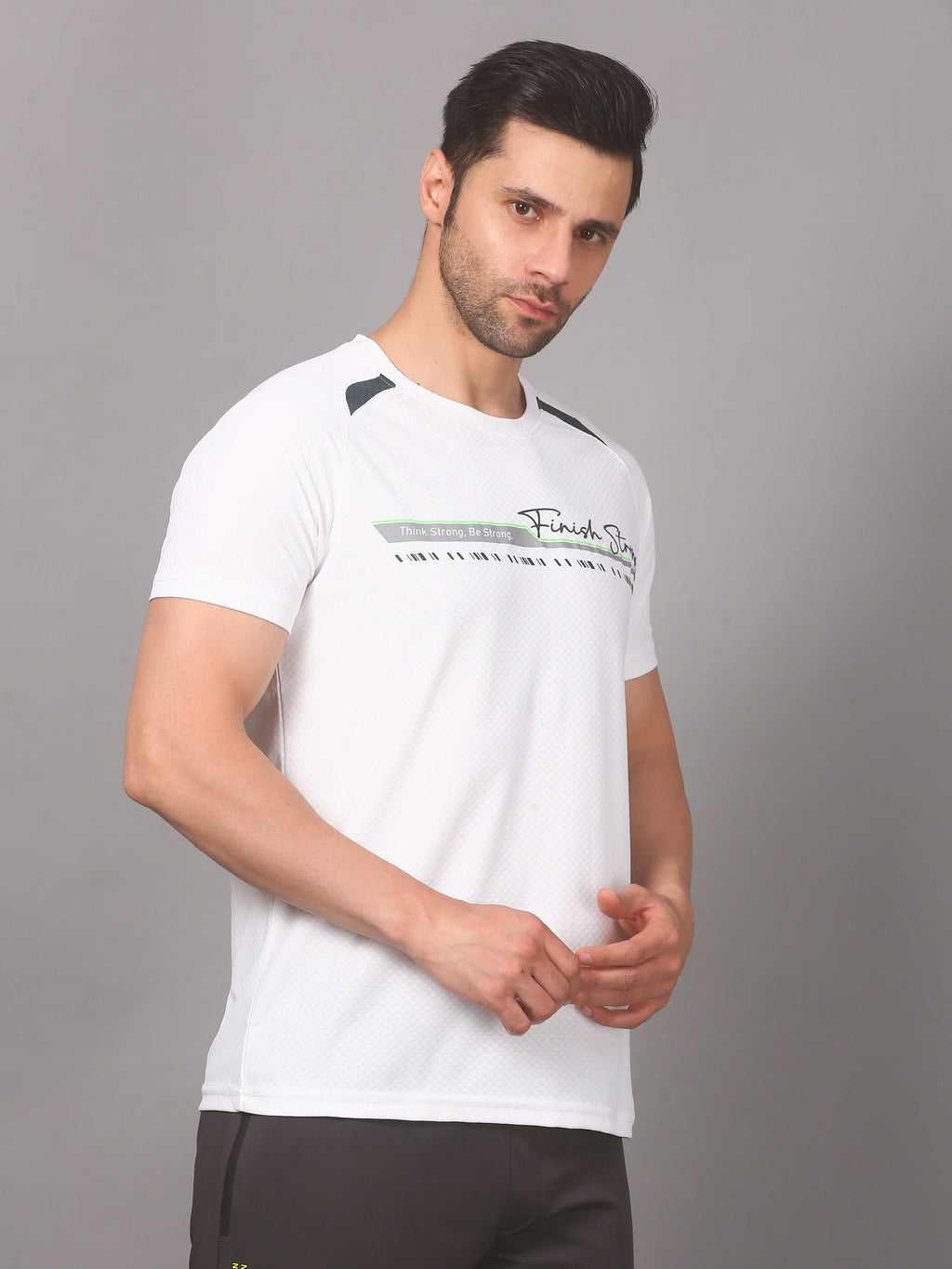 Men’s T-Shirt Round Neck Pullover Sports Performance Tee (White)