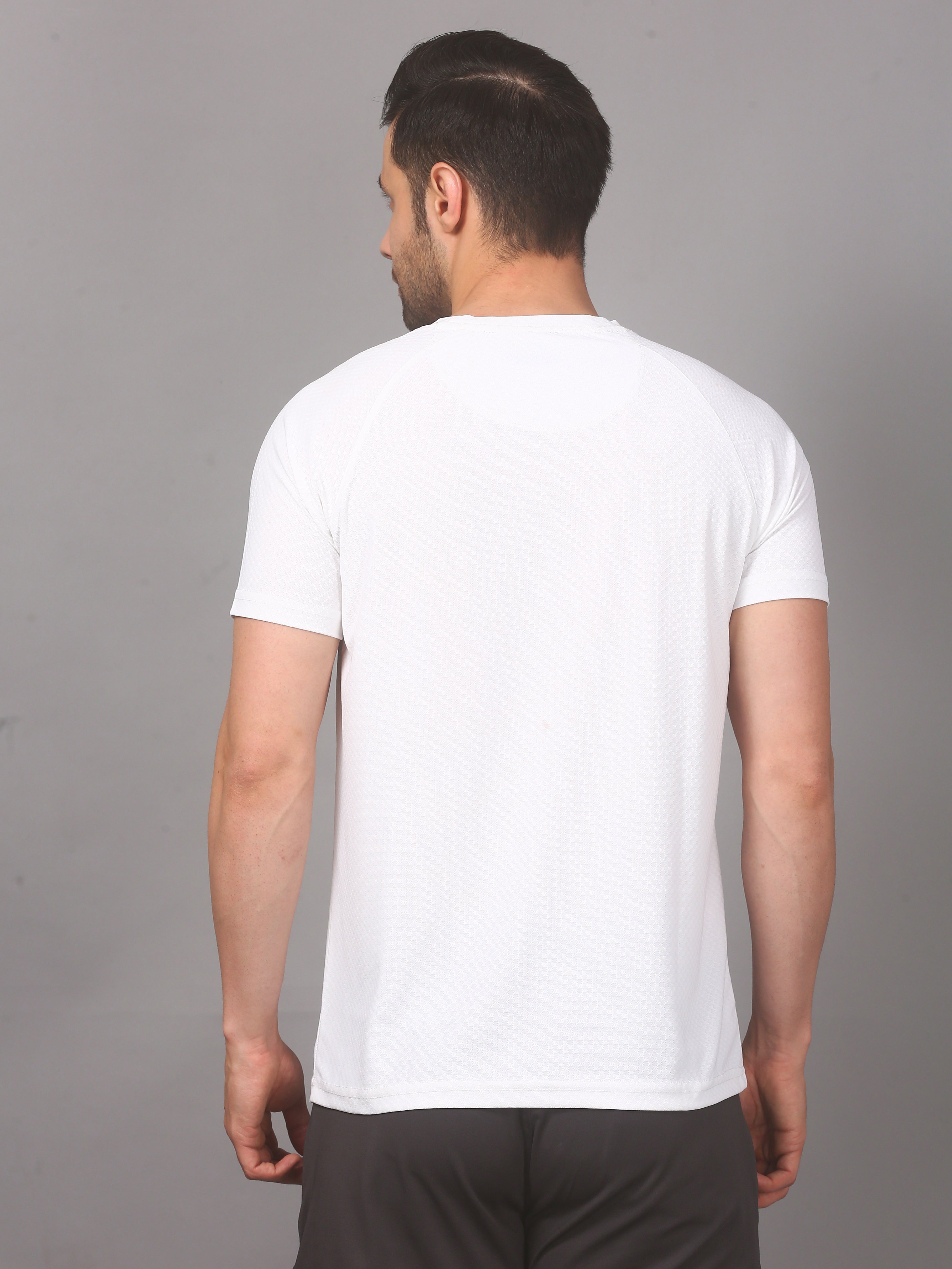 Men’s T-Shirt Round Neck Pullover Sports Performance Tee (White)