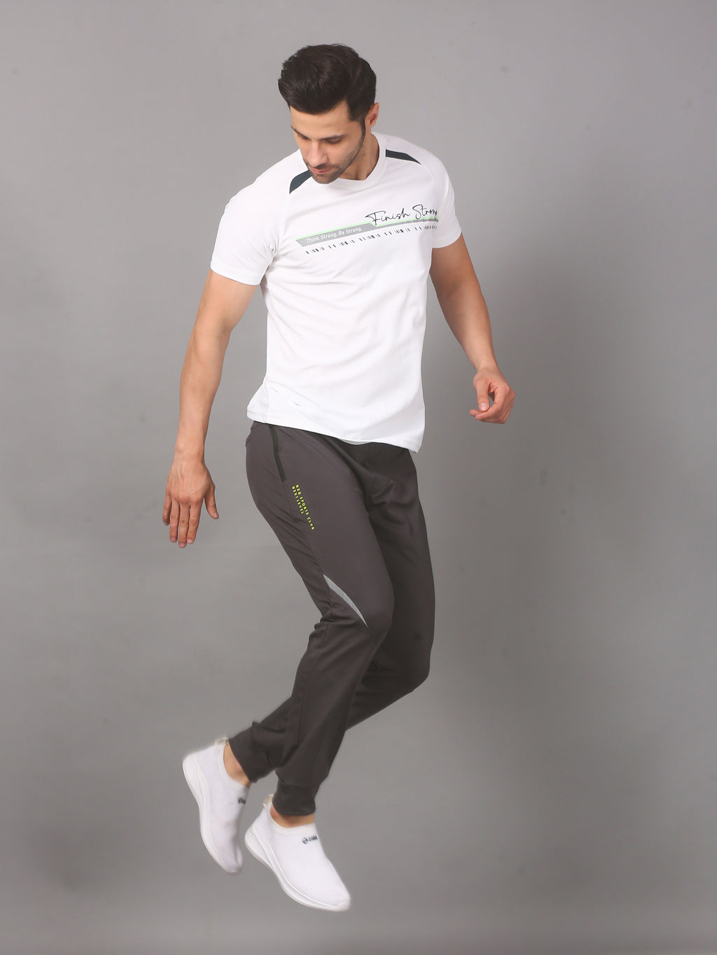 Men’s T-Shirt Round Neck Pullover Sports Performance Tee (White)