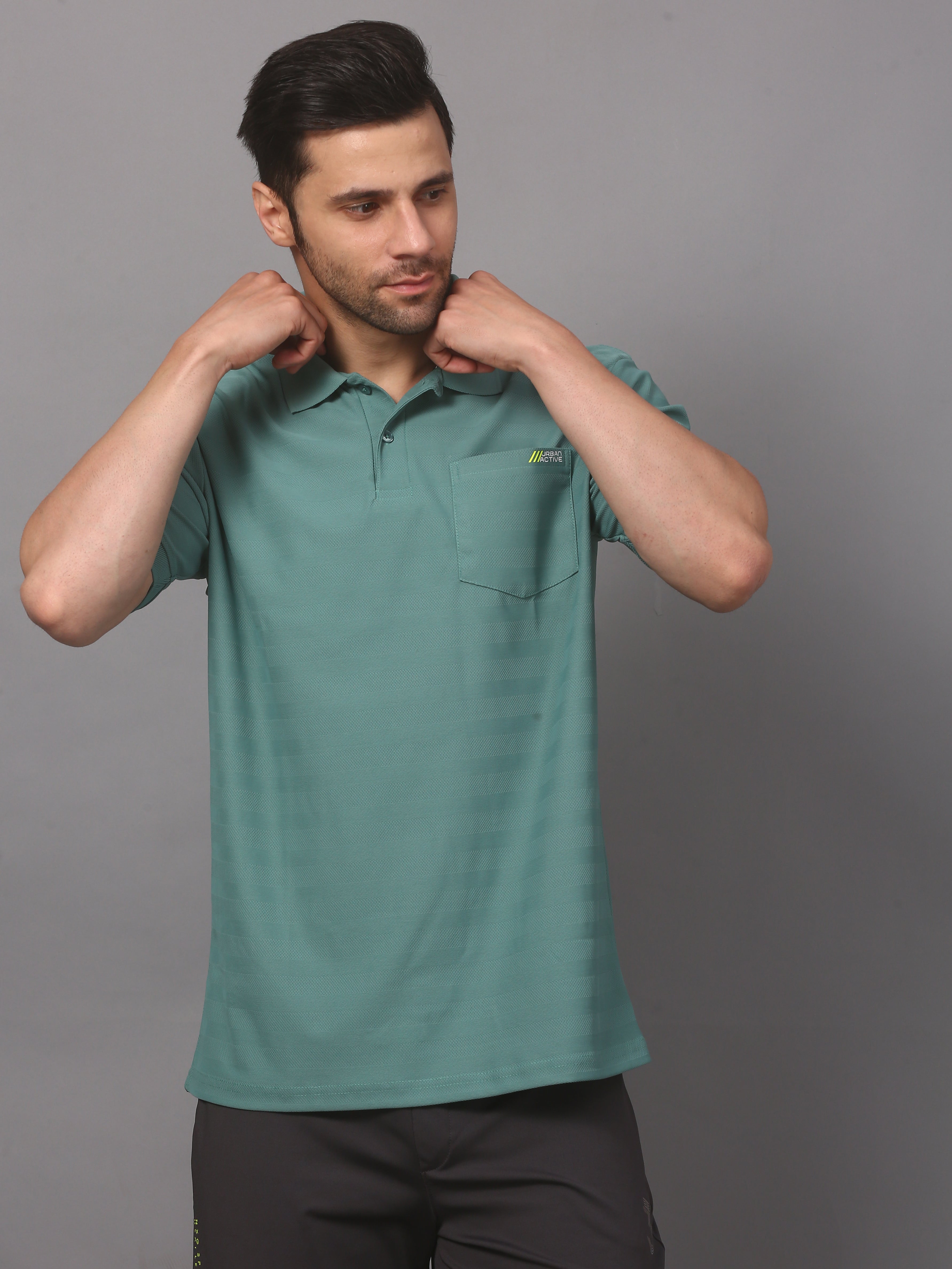 Men's Plain Polo T-Shirt with Pocket Brown Bearly Green