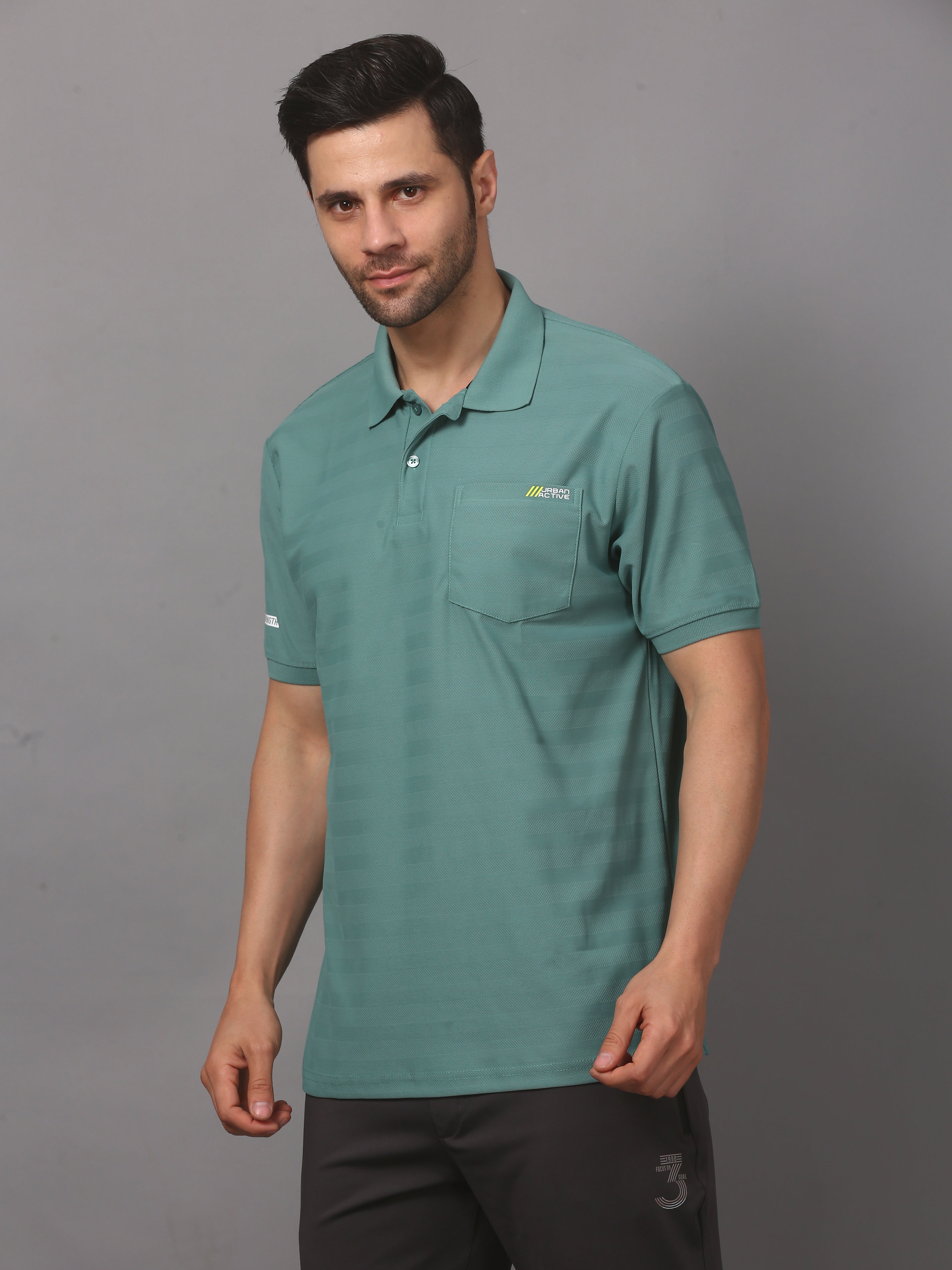 Men's Plain Polo T-Shirt with Pocket Brown Bearly Green