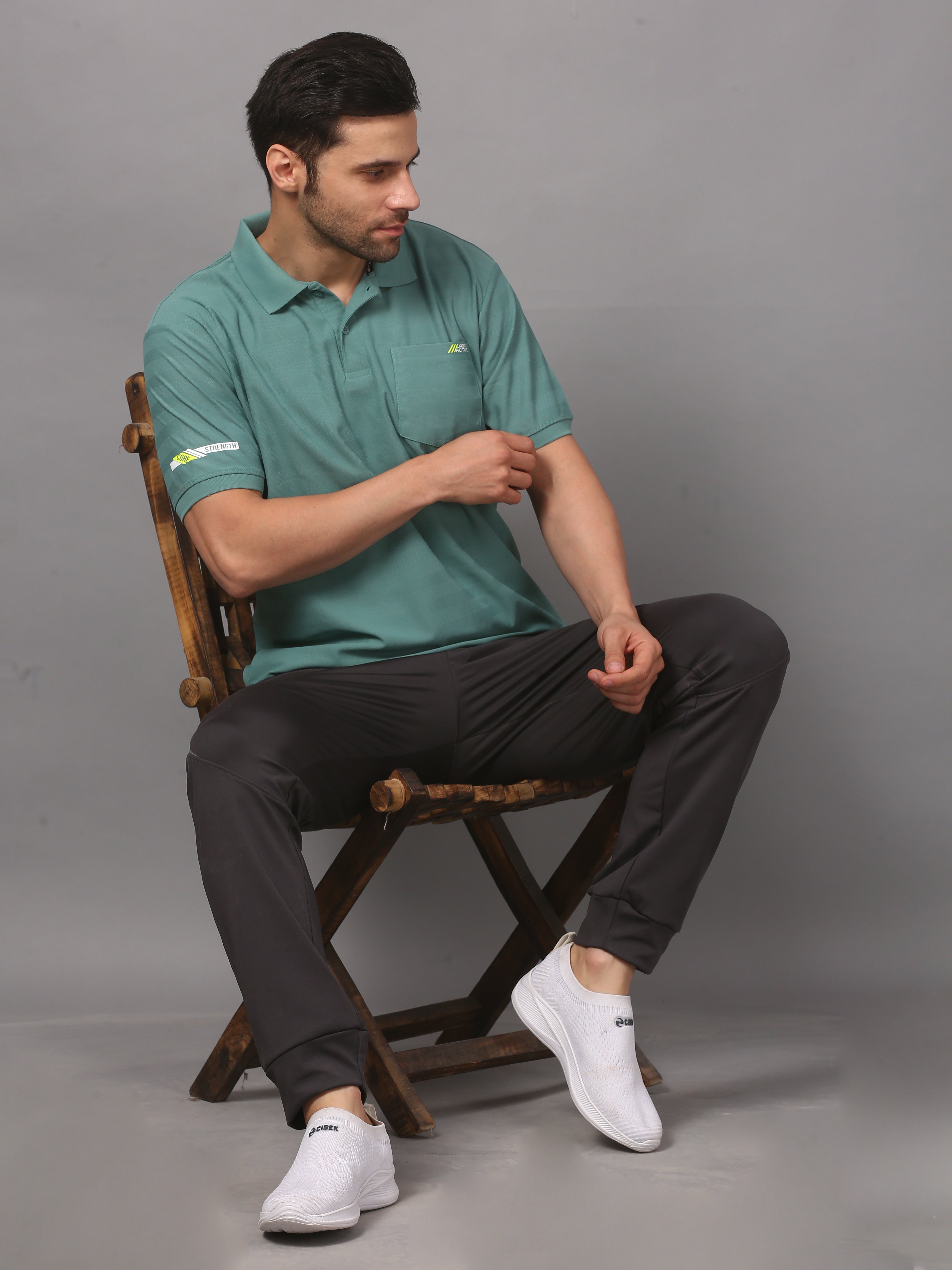 Men's Plain Polo T-Shirt with Pocket Brown Bearly Green