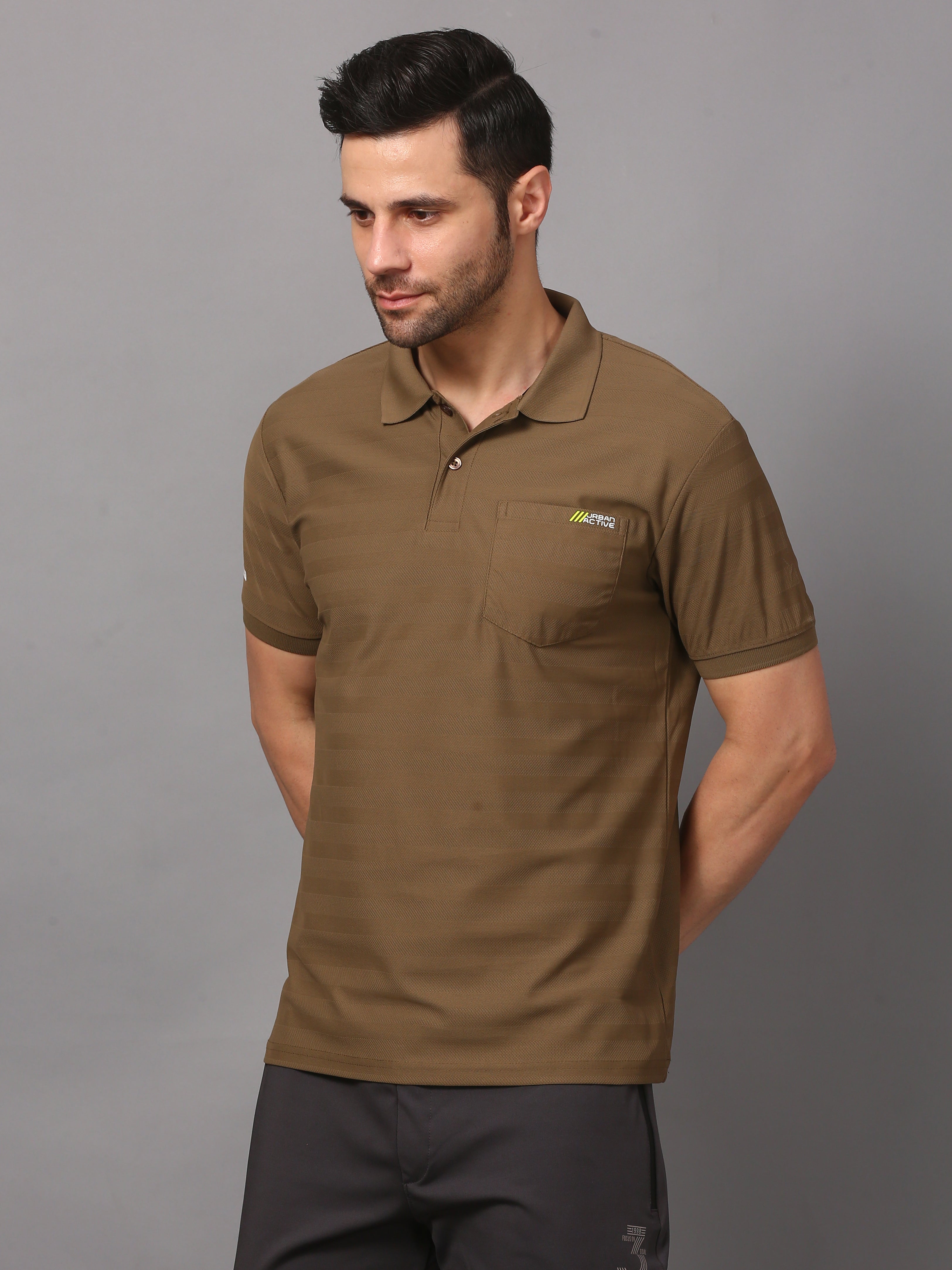 Men's Plain Polo T-Shirt with Pocket Brown