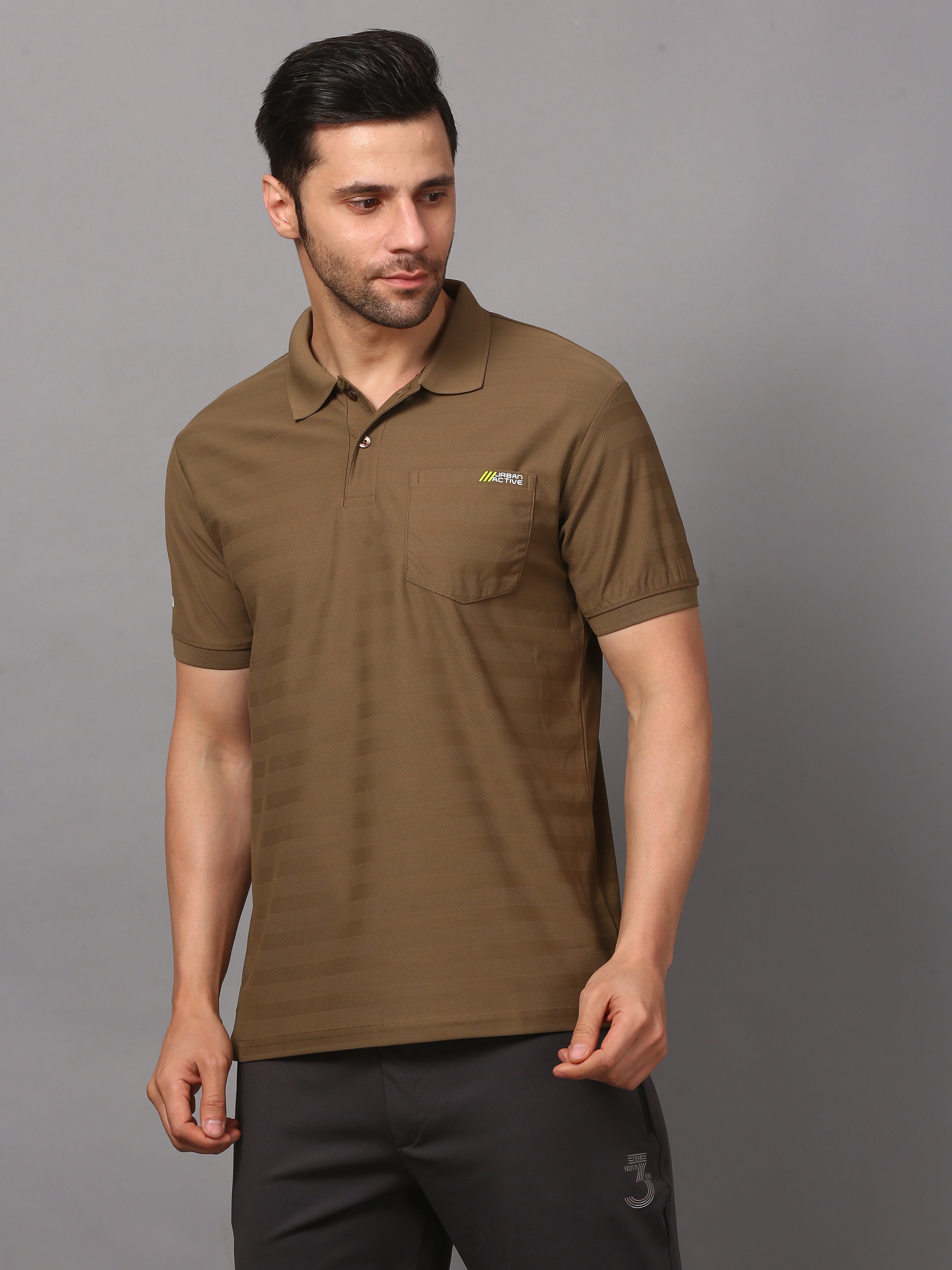 Men's Plain Polo T-Shirt with Pocket Brown