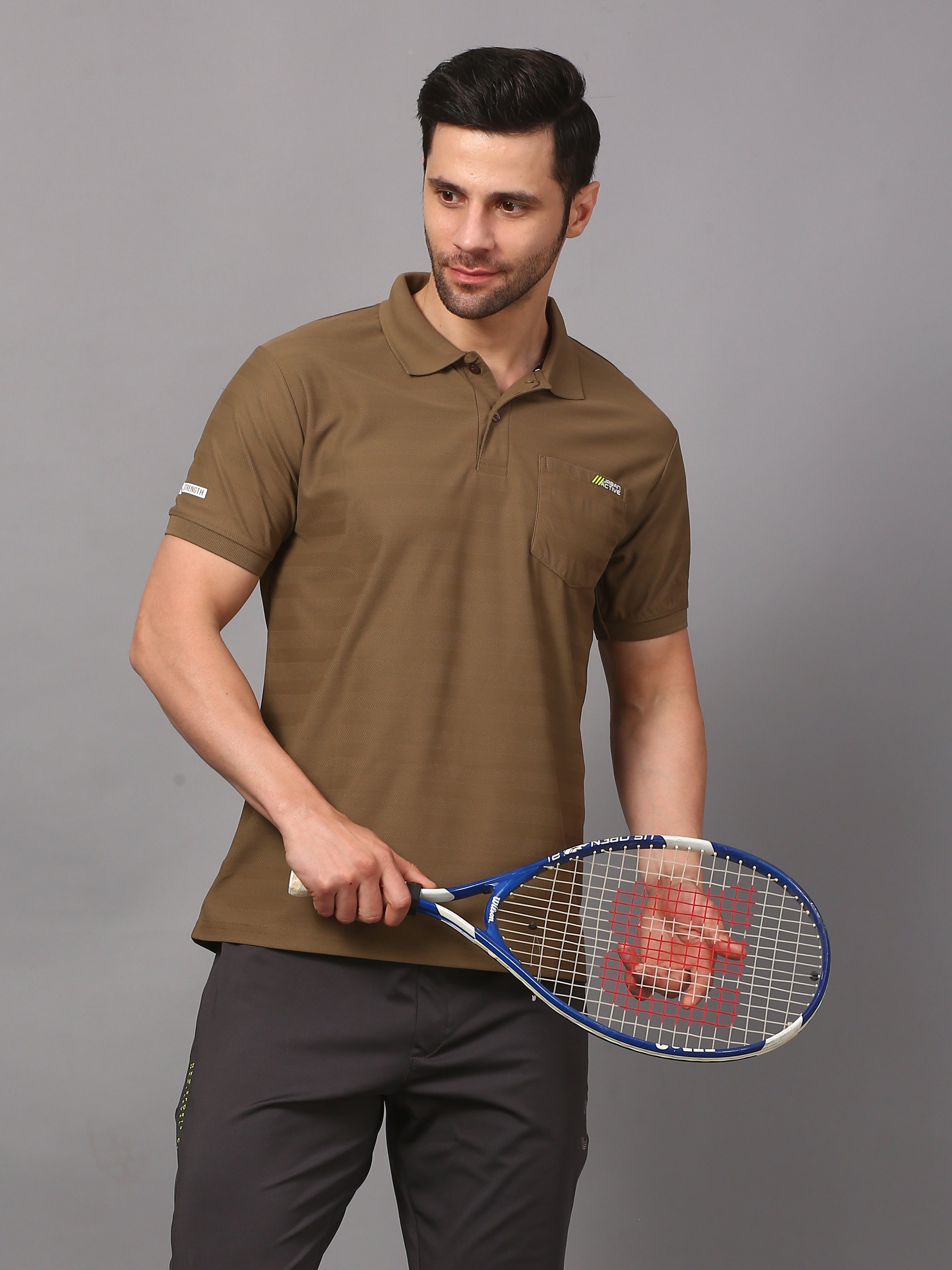Men's Plain Polo T-Shirt with Pocket Brown