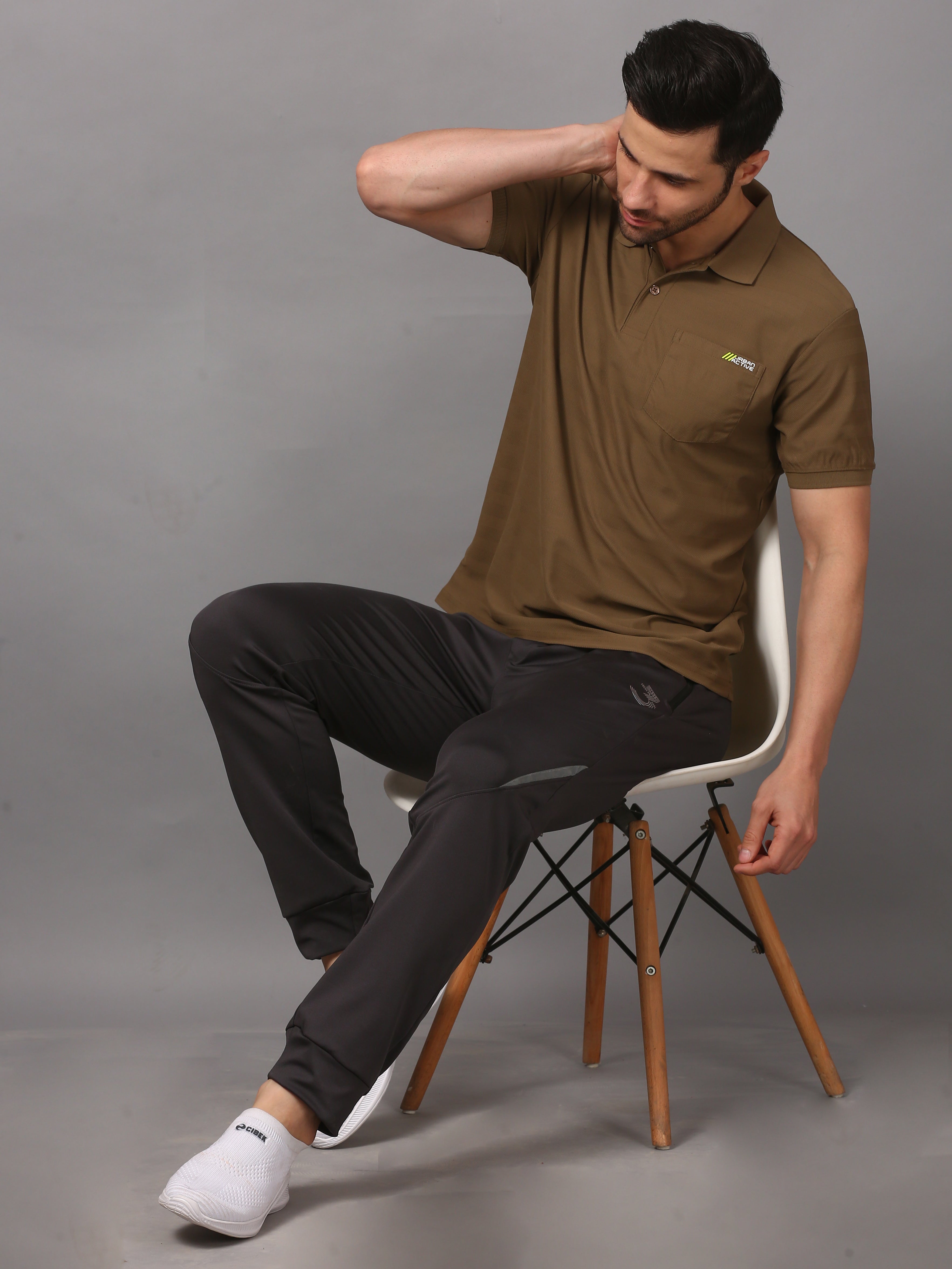 Men's Plain Polo T-Shirt with Pocket Brown
