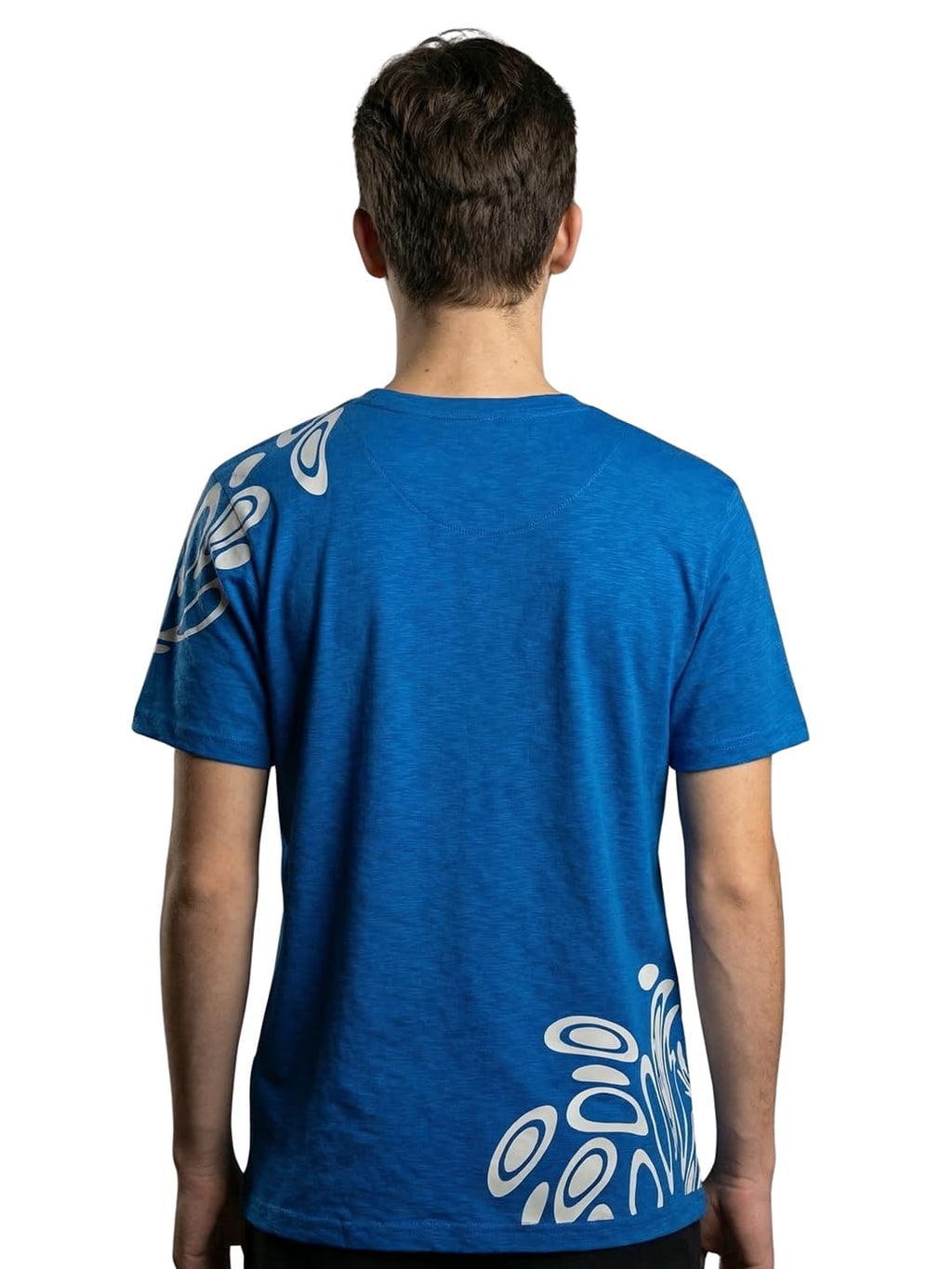 Blue round neck half sleeves casual wear T-shirt