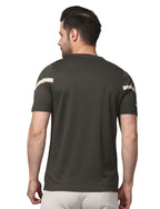 Men's  Rapid Dry Athletic T-Shirt with Raglan Sleeves & Chest Print CHARCOAL