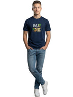 Navy round neck half sleeves printed T-shirt
