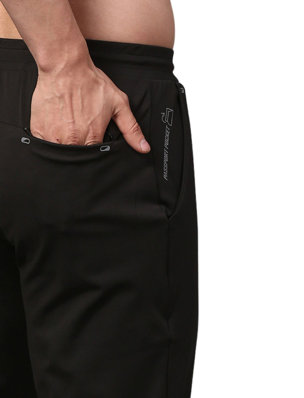 Men's Track Pants Slim Fit Joggers for Gen Z with Zipper Pocket Drawsting Black