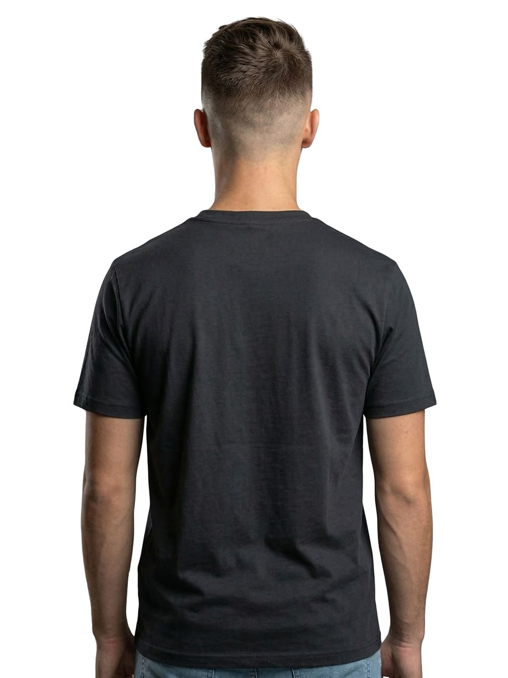 Black half sleeves printed casual wear T-shirt