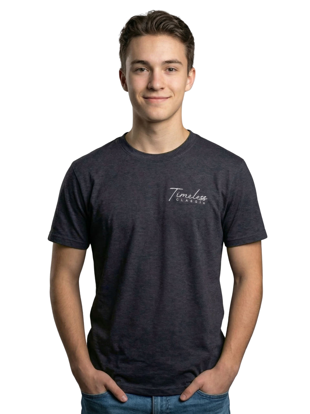 Black round neck half sleeves printed T-shirt