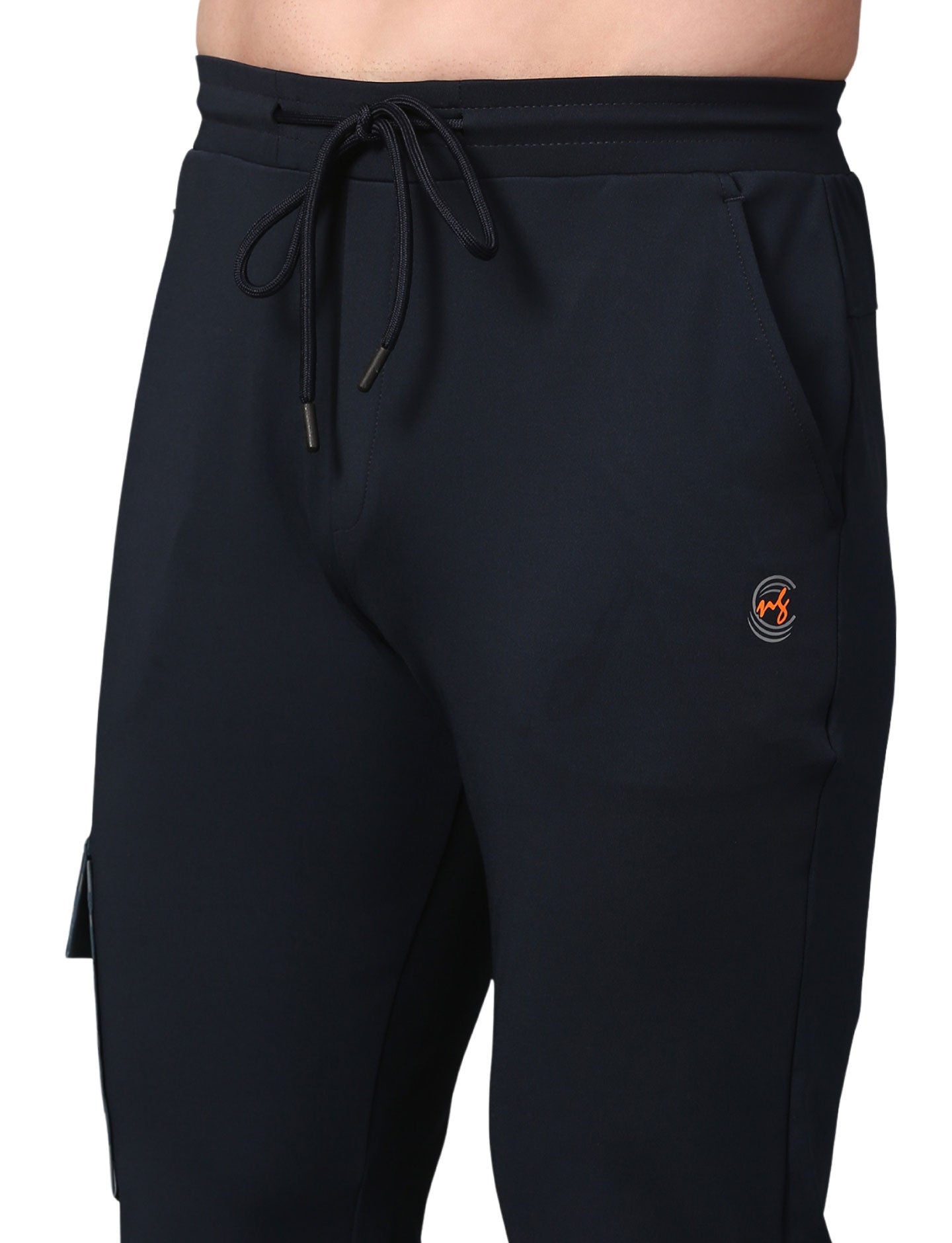 Men's Track Pants Slim Ragular Fit Joggers with One Side Flap Pockets Navy