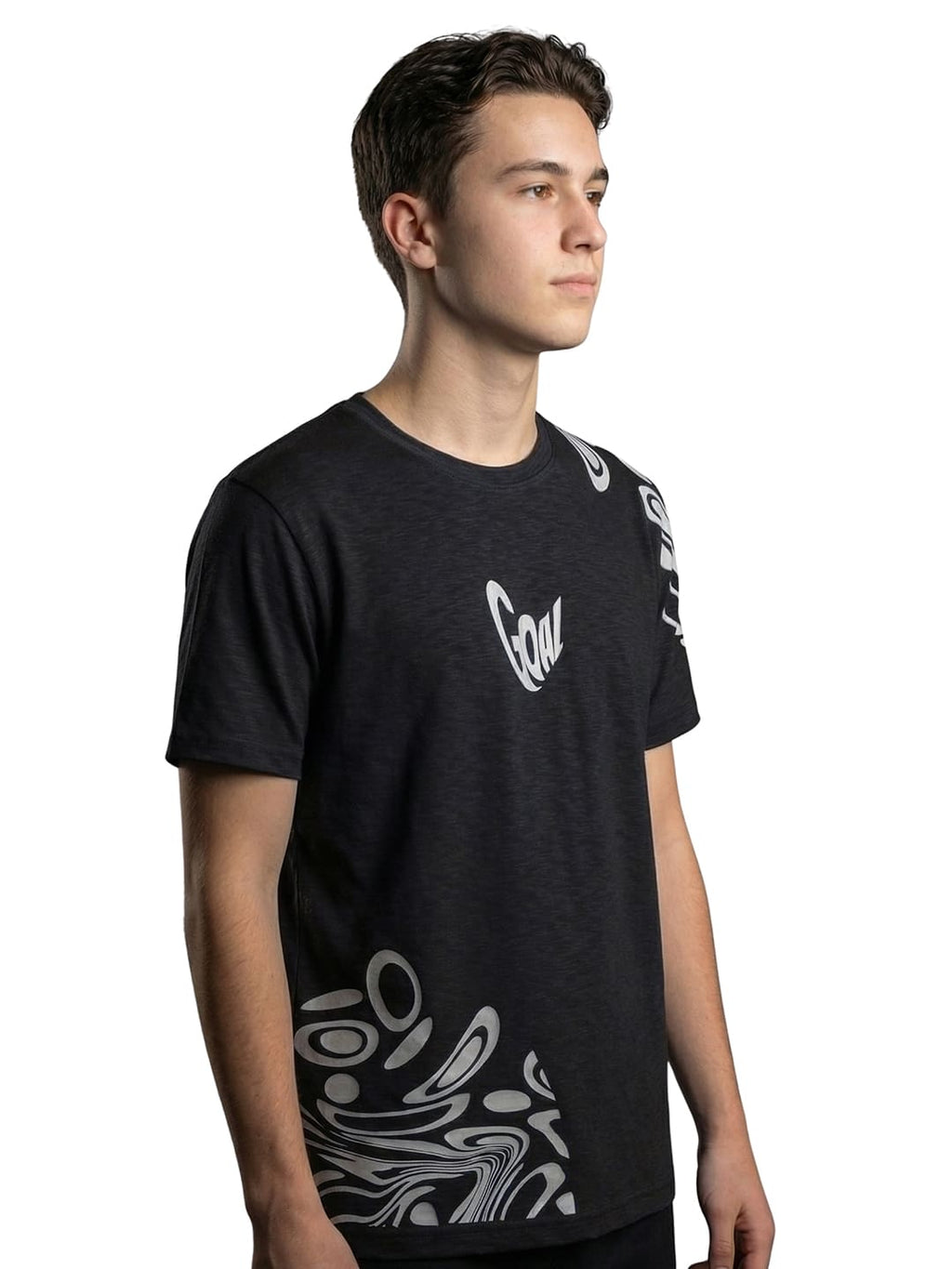 Black round neck printed casual wear T-shirt