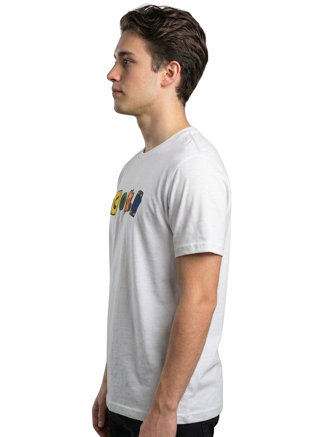 White round neck half sleeves printed T-shirt