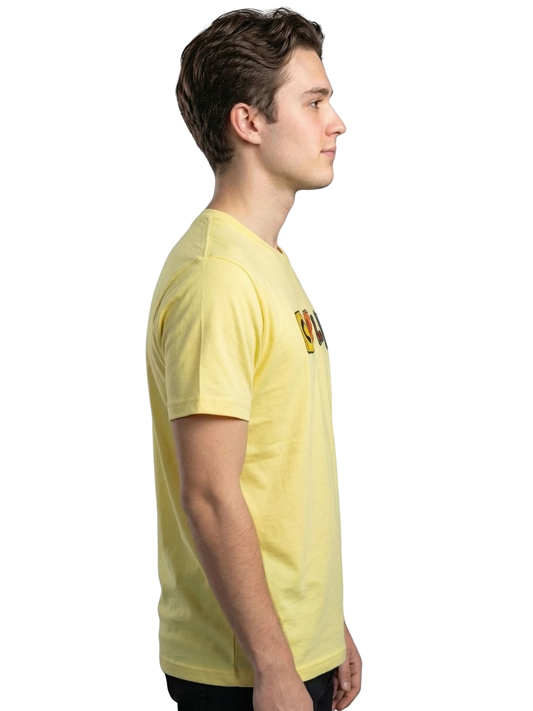 Lemon yellow half sleeves round neck printed T-shirt