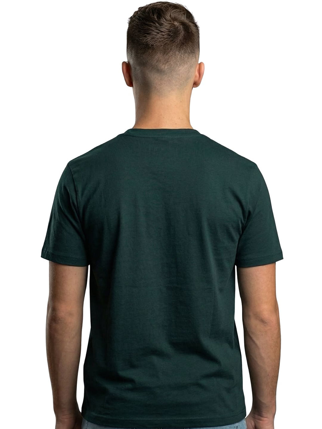 Dark green round neck half sleeves printed T-shirt
